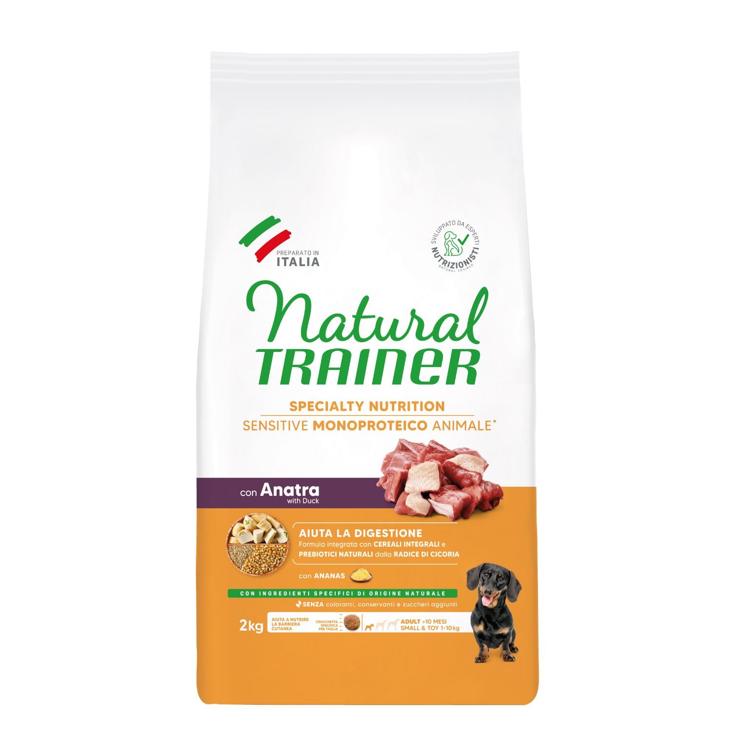 Natural Trainer Sensitive Dog No Gluten Small & Toy Adult con Anatra 2 kg