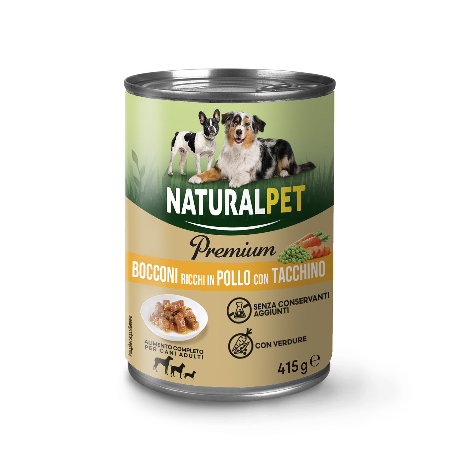 Naturalpet Premium Bocconi ricchi in pollo con tacchino 415gr
