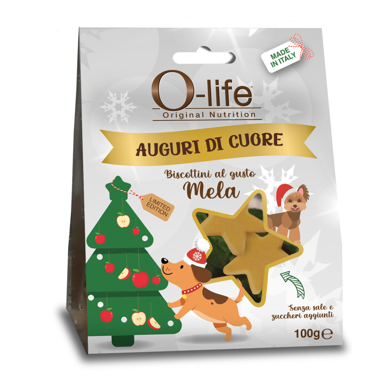O-life Dog Adult Biscotti natalizi alla Mela 100gr