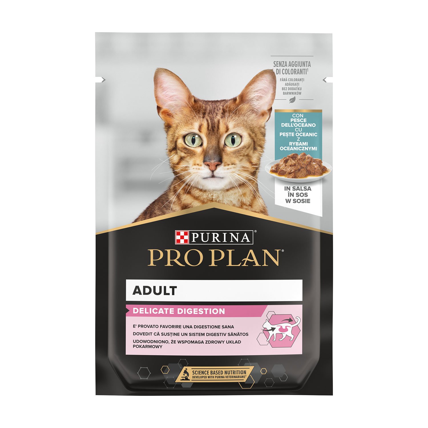 Purina Pro Plan Delicate Digestion Cat Adult Pezzetti con Pesce dell'Oceano in Salsa 85 gr