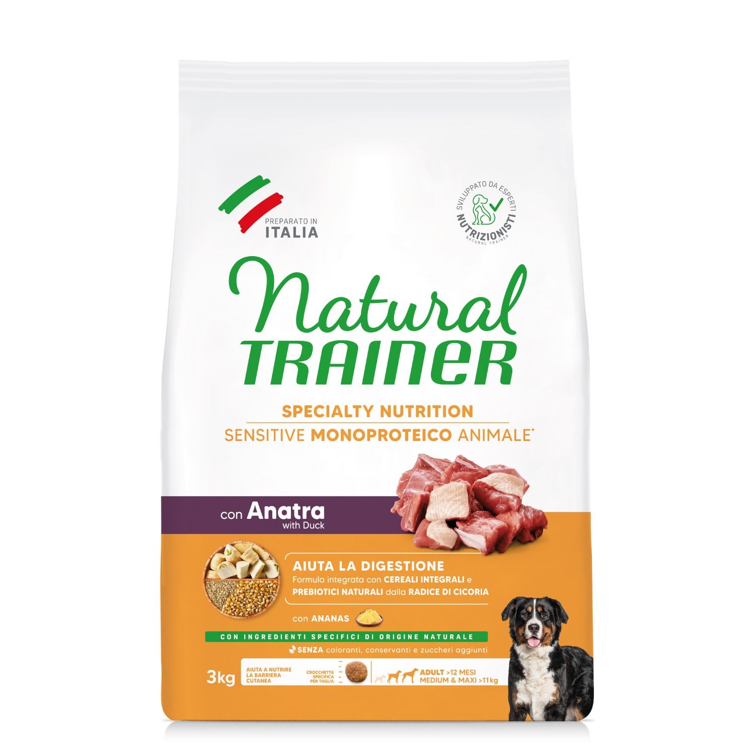 Natural Trainer Sensitive Dog No Gluten Medium & Maxi Adult con Anatra 3 kg