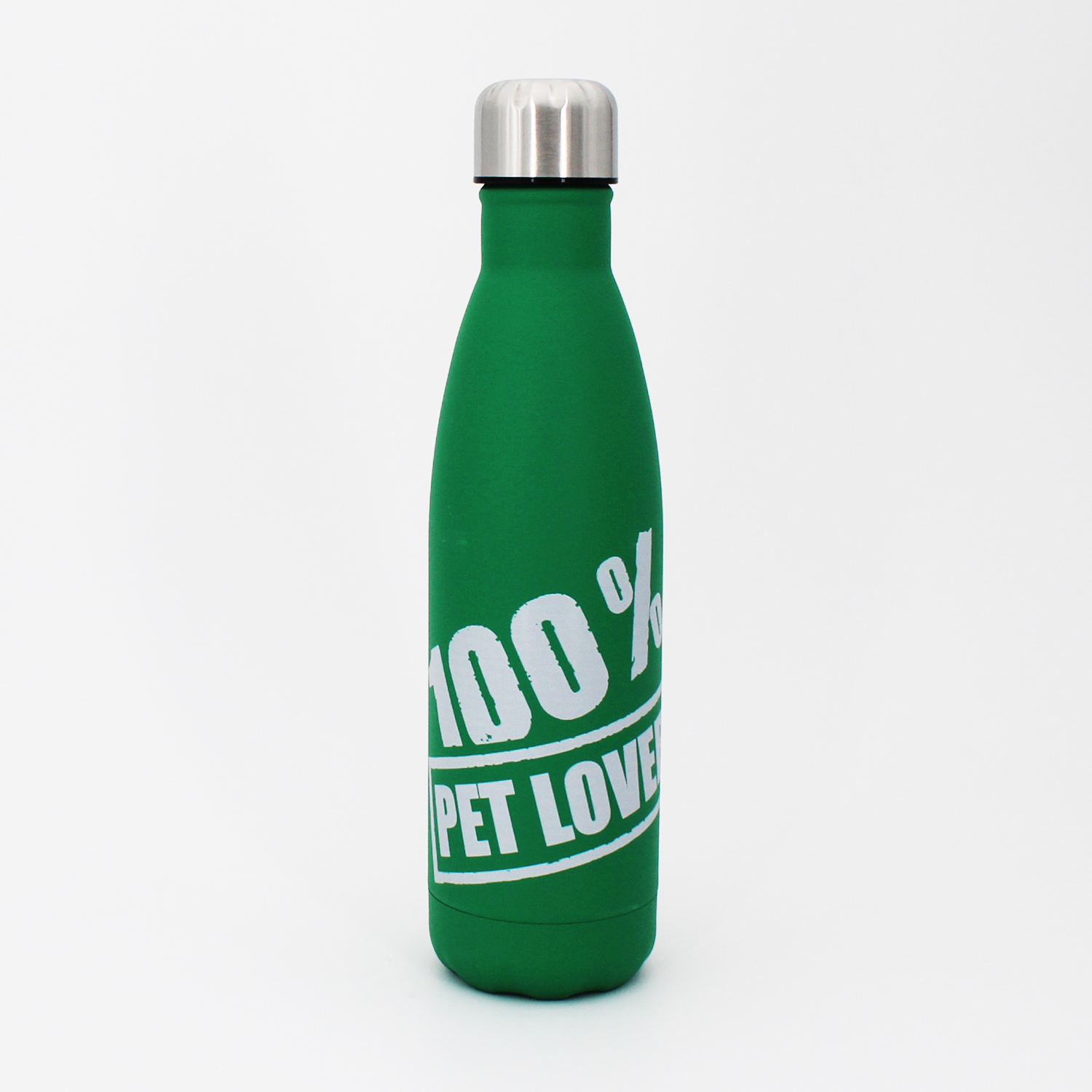 Borraccia termica verde con stampa bianca 100% Pet Lover