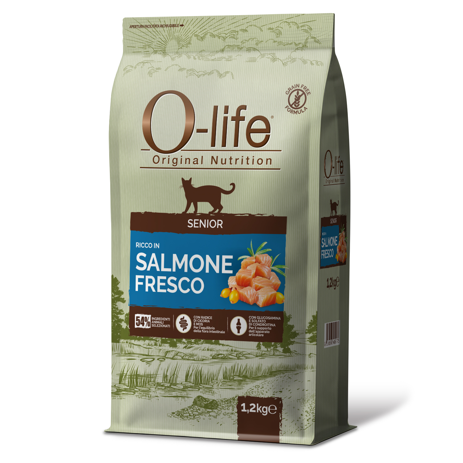 O-life Cat Senior con Salmone 1,2 Kg