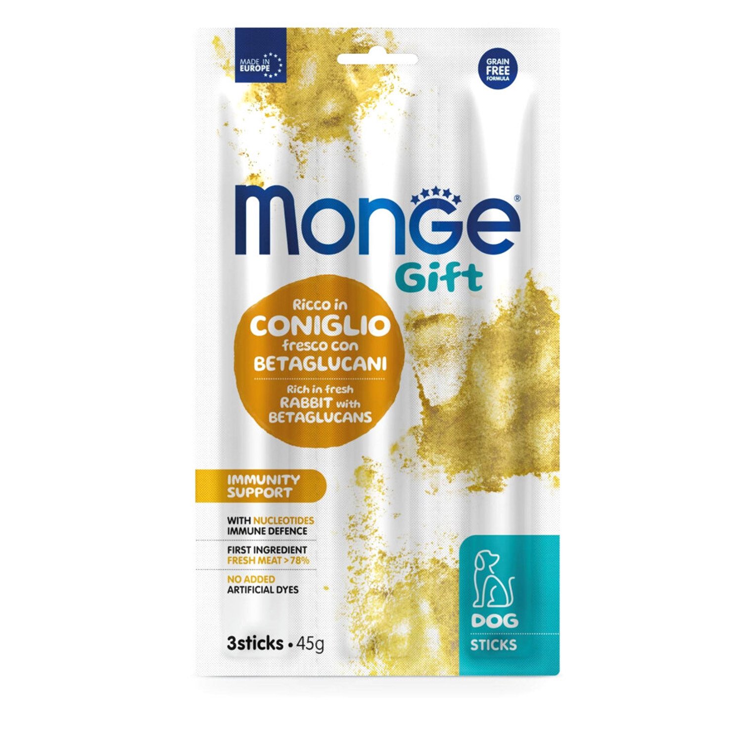 Monge Gift Immunity Support Dog Ricco in Coniglio Fresco con Nucleotidi e Betaglucani 45gr 3PZ