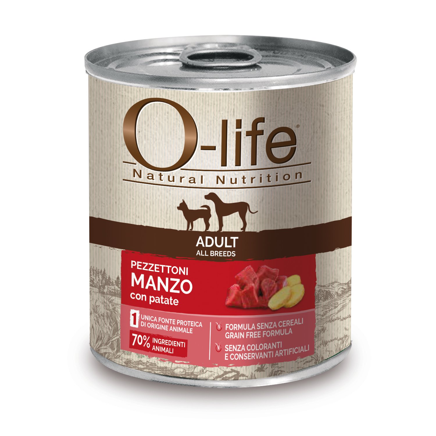 O-life Dog Adult All breeds Pezzettoni di Manzo con patate 400gr
