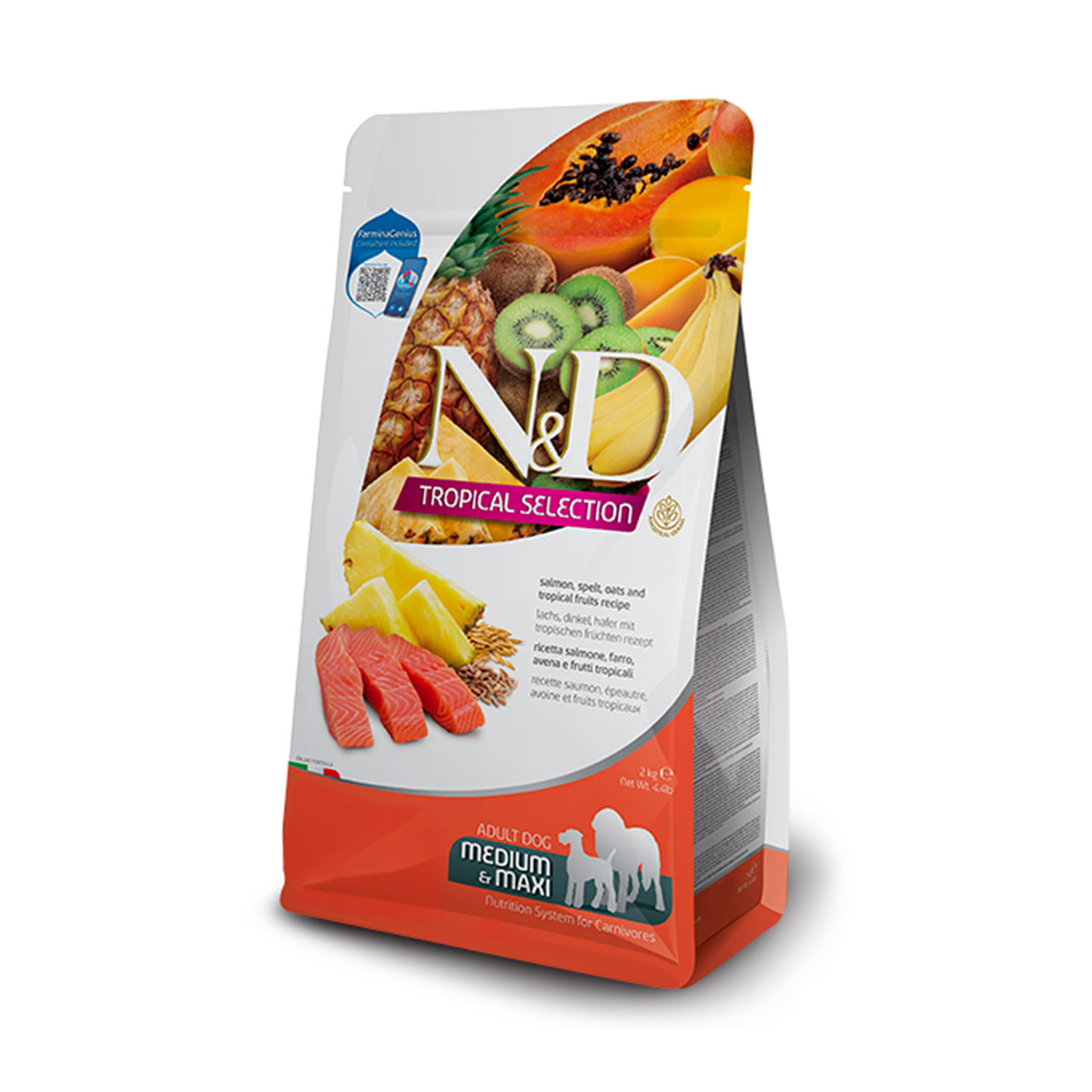 Farmina N&D Tropical Dog Adult Medium&Maxi Salmone e Frutti Tropicali 10 kg