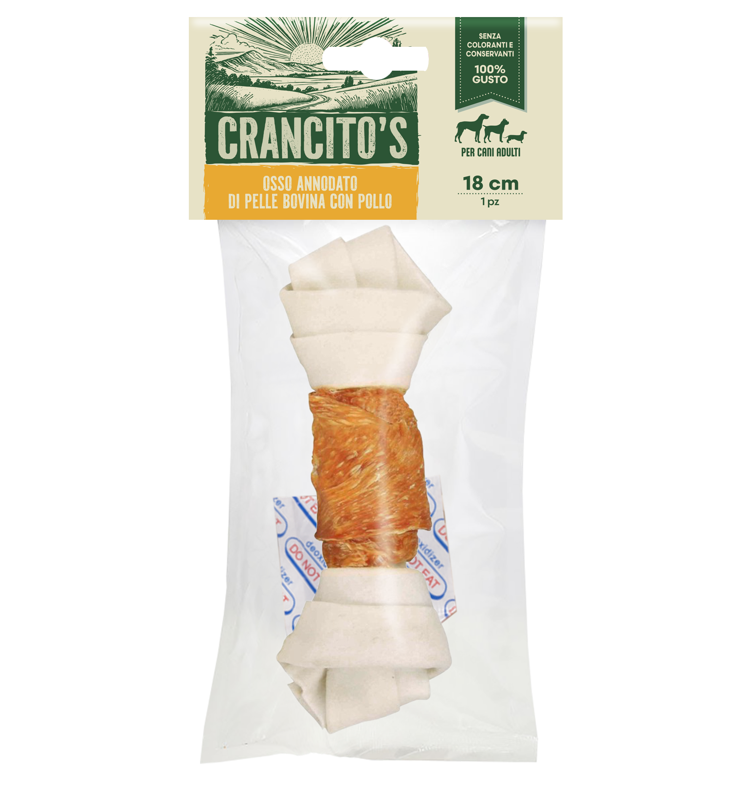 Crancito's Dog Adult Osso annodato di pelle bovina con pollo 18cm 1pz