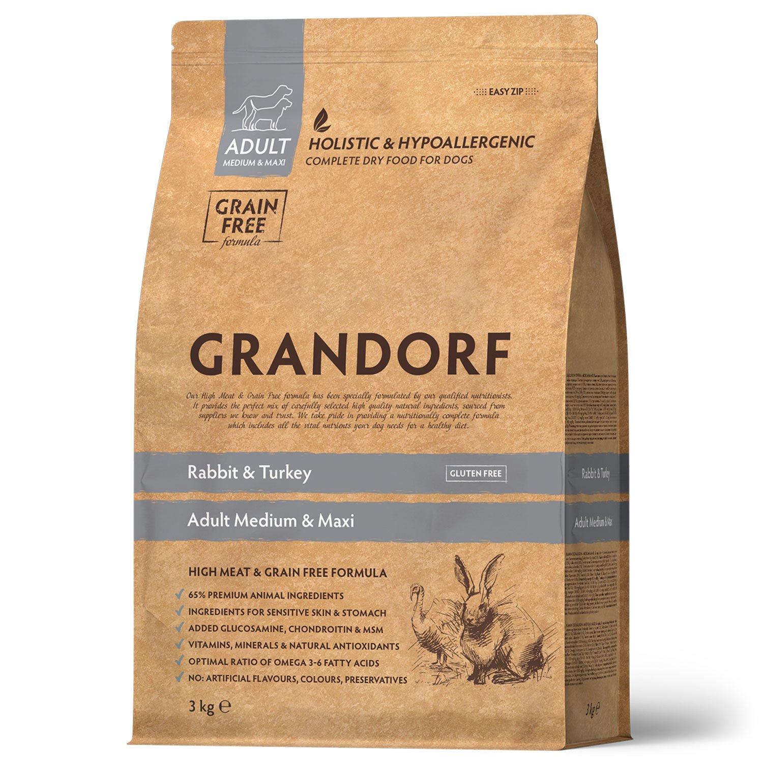 Grandorf Dog Adult Medium/Maxi Coniglio e Tacchino 3Kg