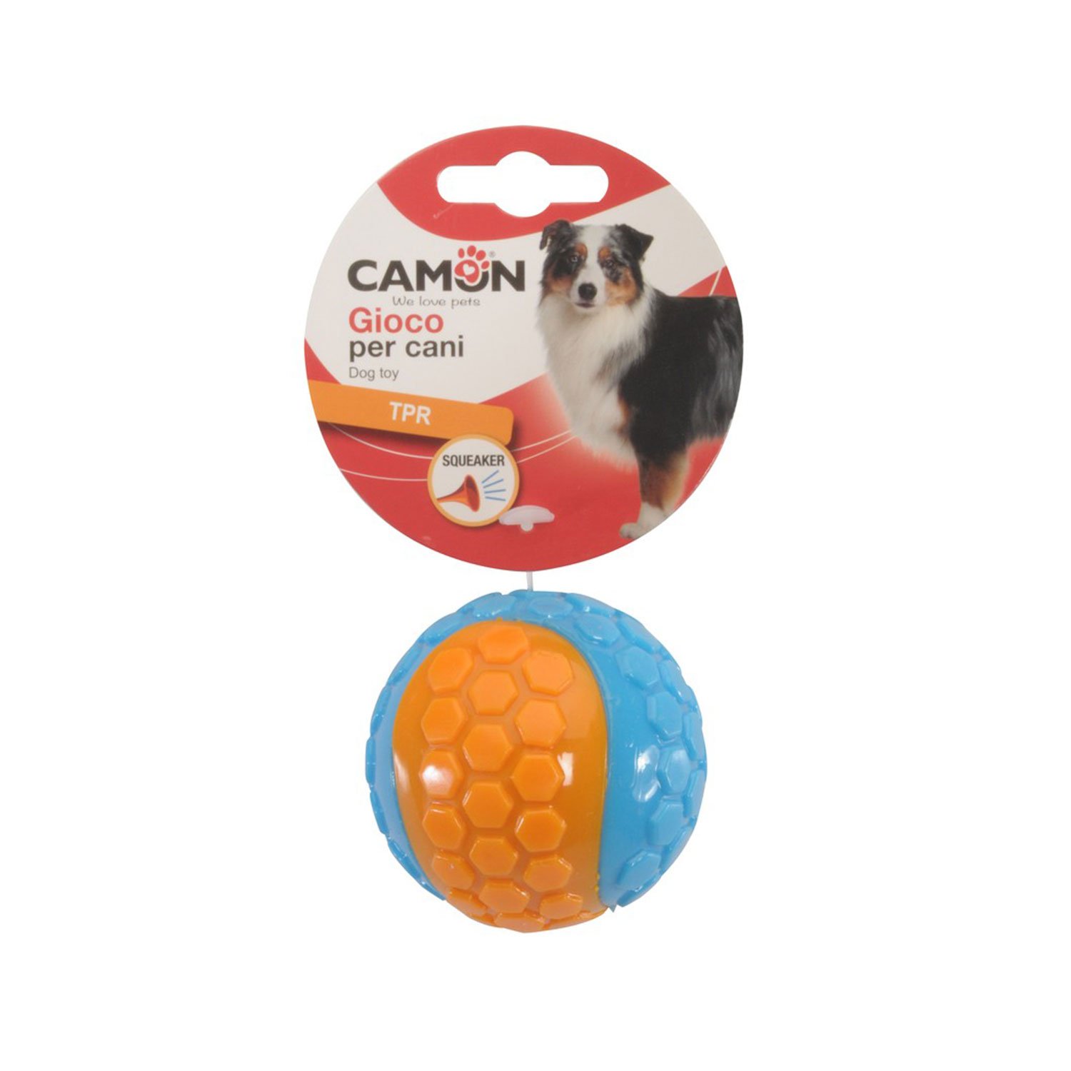 Camon Gioco palla da baseball in TPR con squeacker per cani 6 cm