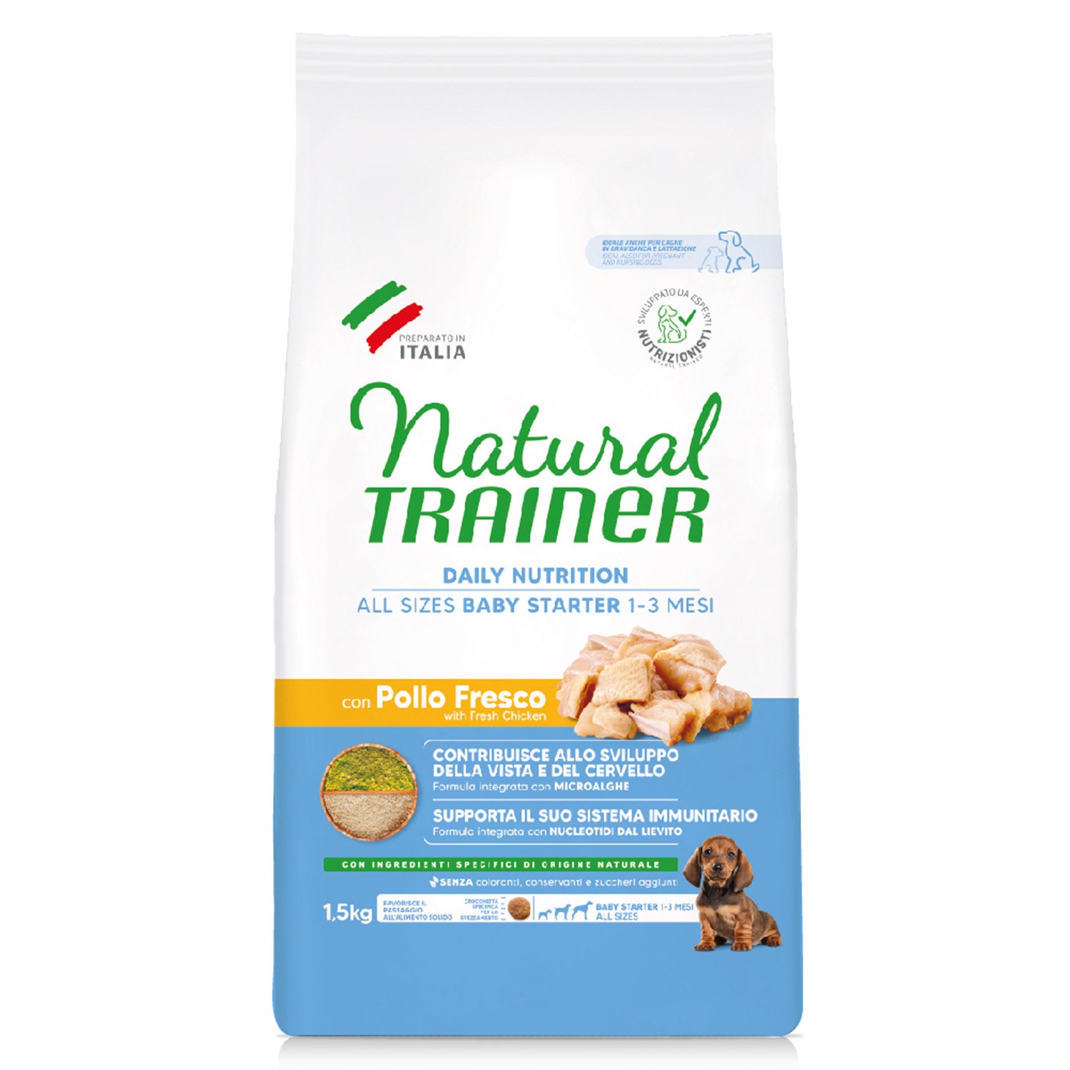 Natural Trainer Daily Nutrition Puppy Baby Starter con pollo fresco 1,5kg