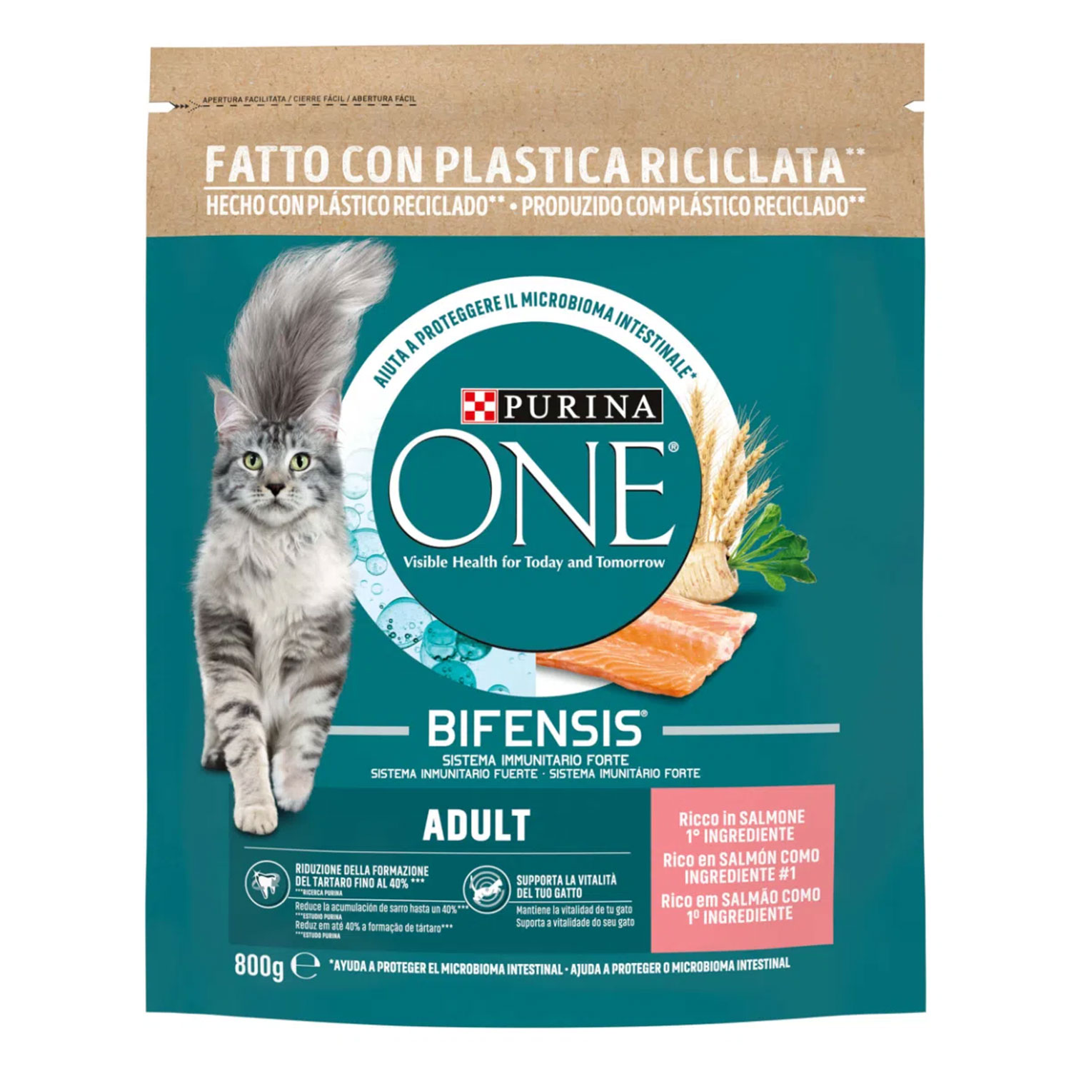 Purina One Bifensis Cat Adult Salmone e Cereali Integrali 800 gr