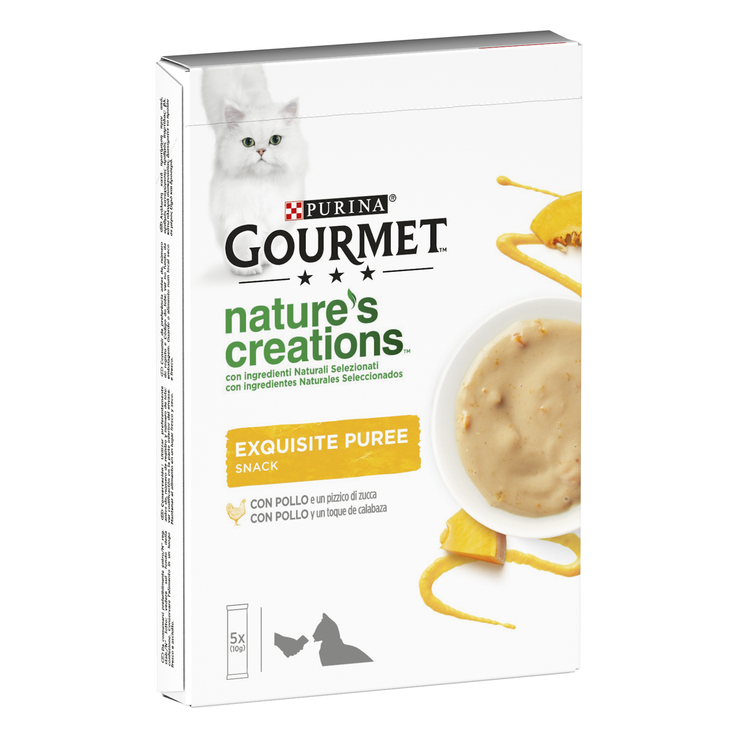 Gourmet Nature's Creations Snack per gatti Exquisite Puree Pollo e Zucca 5x10 gr