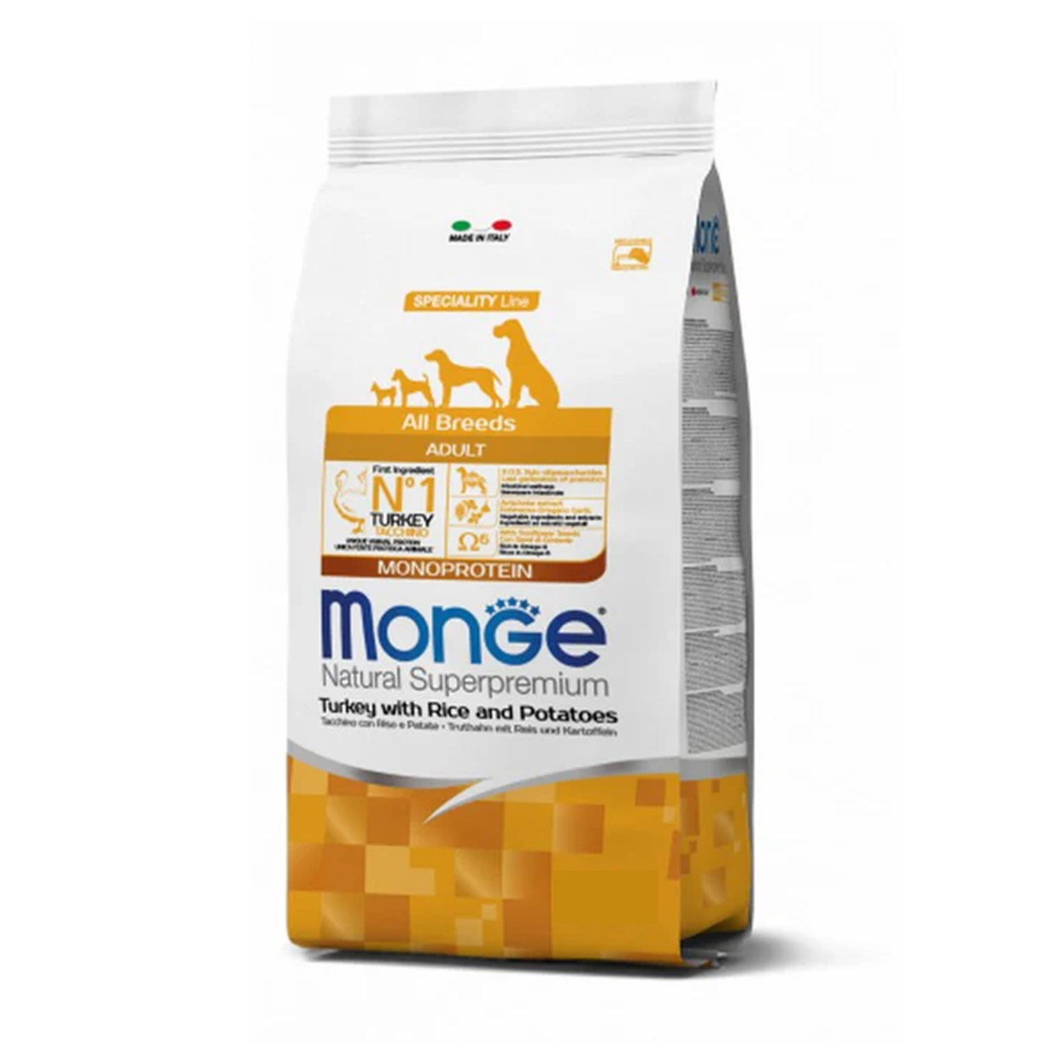 Monge Natural Superpremium Dog All breeds Monoprotein Tacchino con riso e patate 12 kg