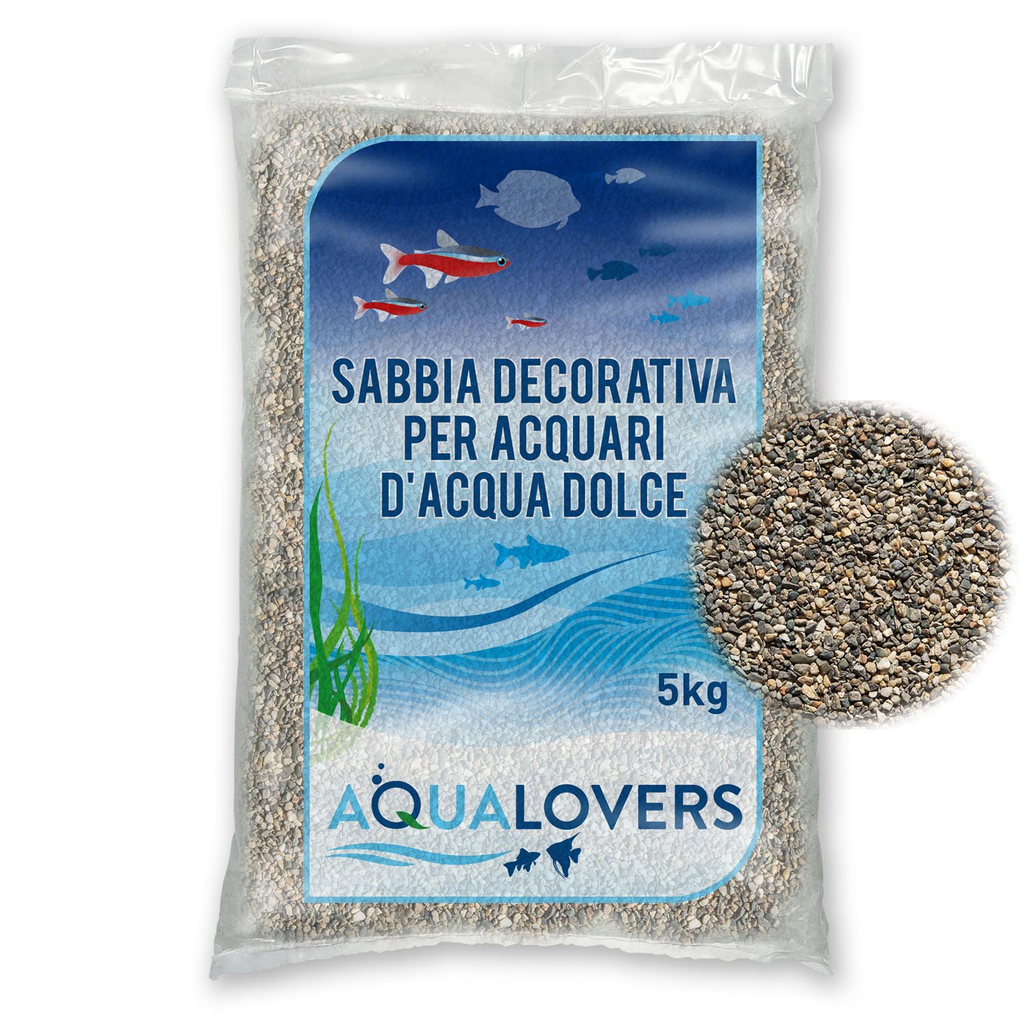 Aqualovers Sabbia Quarzo Policromo di fiume 5 kg