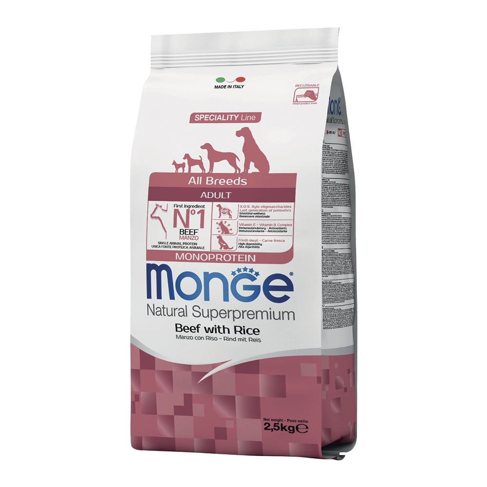 Monge Natural Superpremium Monoprotein Dog Adult Manzo con Riso 2,5 kg