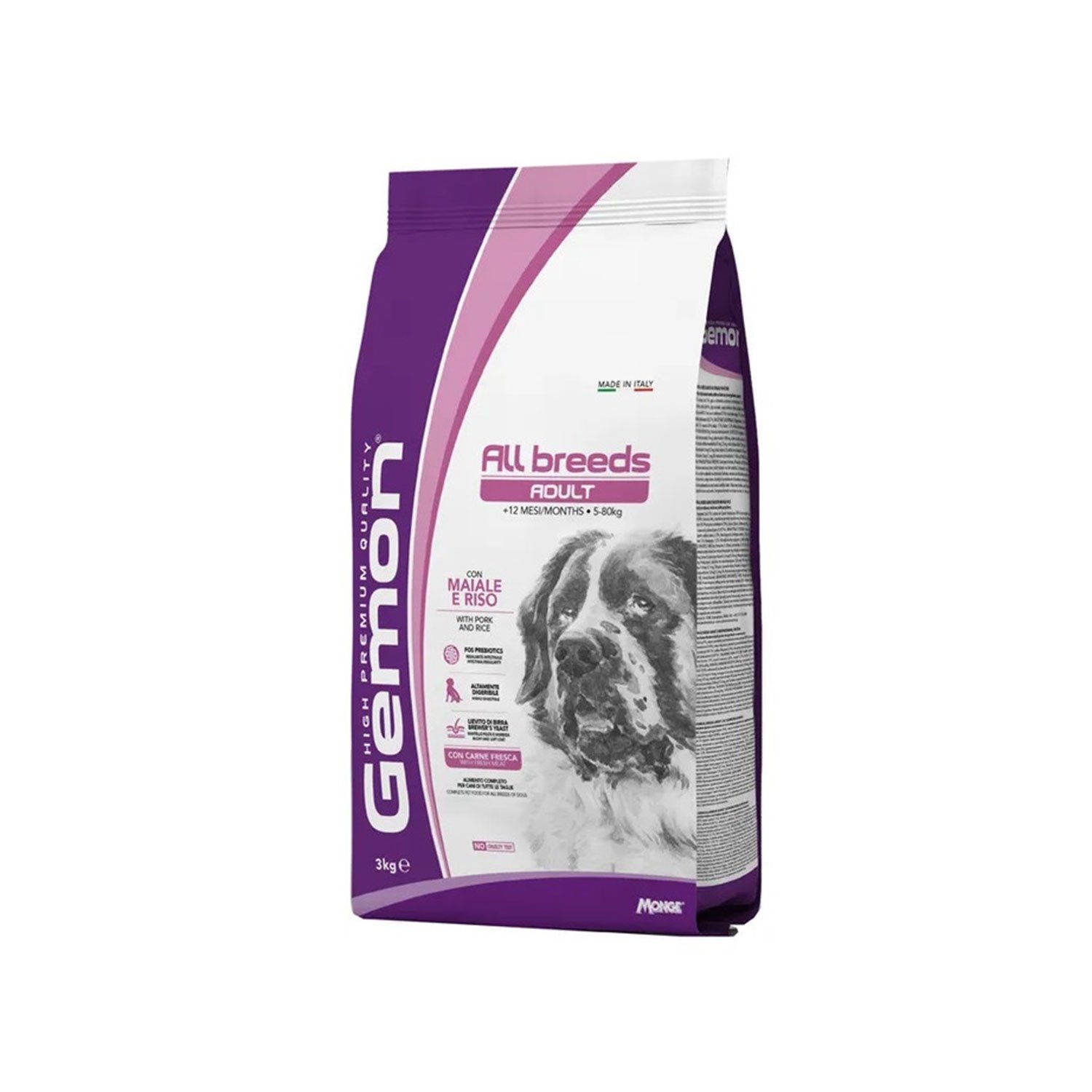 Gemon Dog Adult All breeds Maiale e riso 3 kg