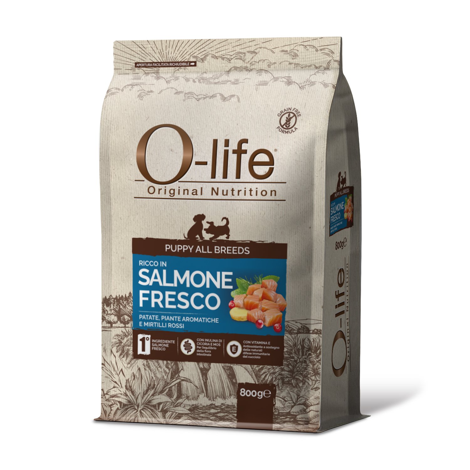 O-life Dog Puppy All Breeds con Salmone Fresco 800 gr