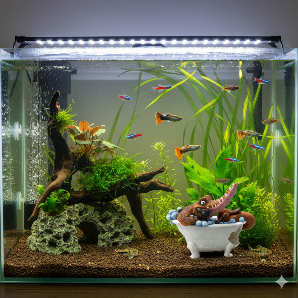 Askoll Decorazione acquari Coccodrillo con vasca 12,5x7,5x10 cm