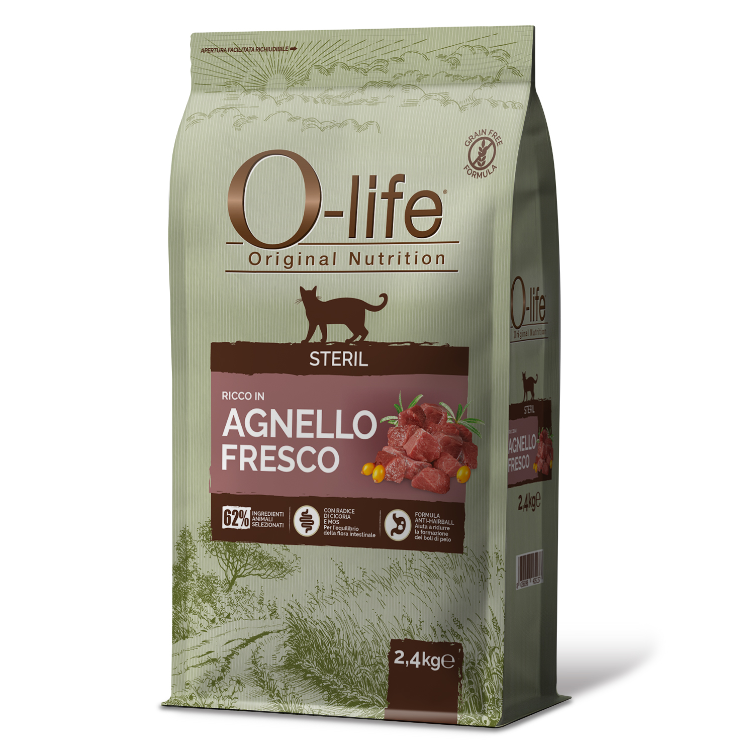 O-life Cat Adult Sterilised con Agnello 2,4 Kg