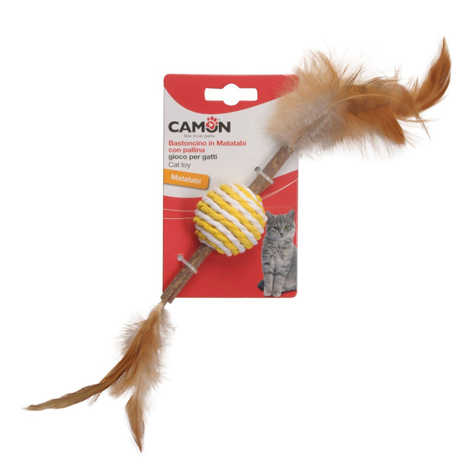 Camon Gioco bastoncino in matatabi e pallina per gatti 13 cm
