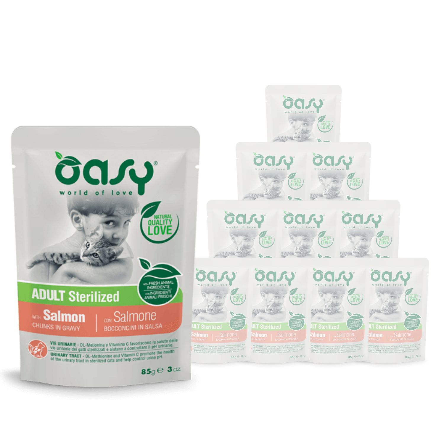 Oasy Cat Adult Sterilised Bocconcini Salmone Busta 85 gr