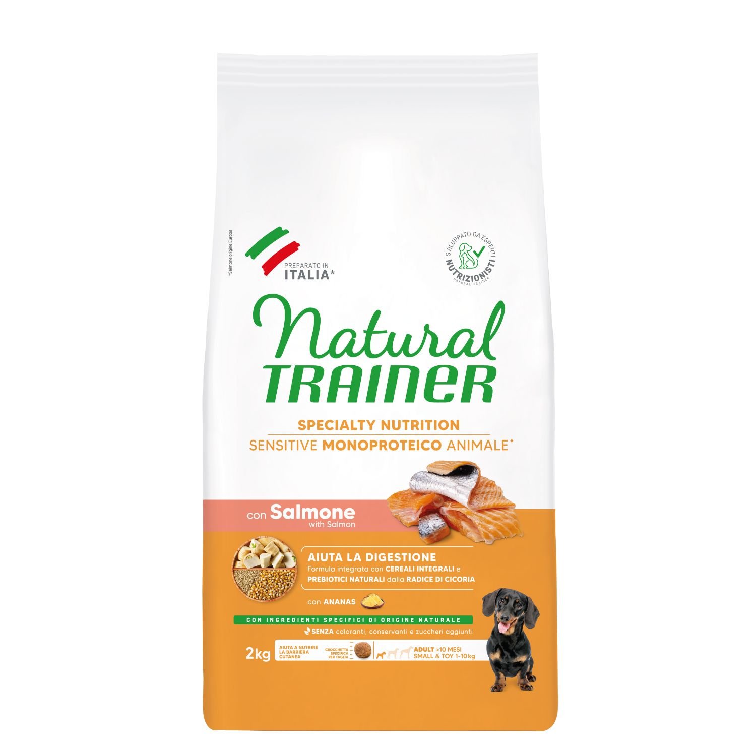 Natural Trainer Sensitive Dog No Gluten Small & Toy Adult con Salmone 2 kg