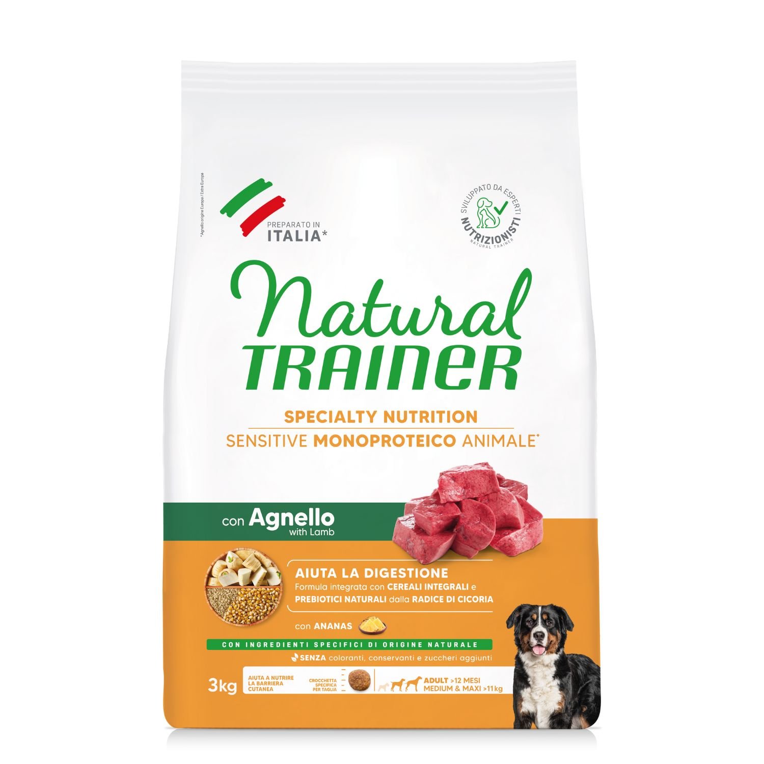 Natural Trainer Sensitive Dog No Gluten Medium & Maxi Adult con Agnello 3 kg