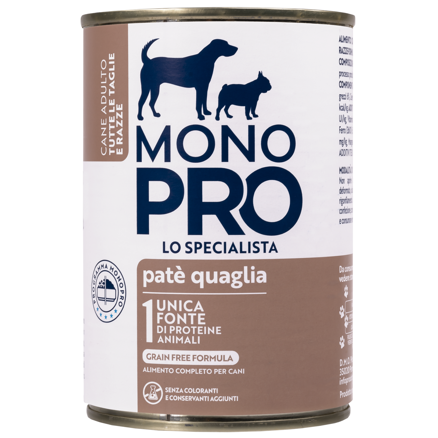 Monopro Dog Adult All breeds Patè Quaglia 400 gr