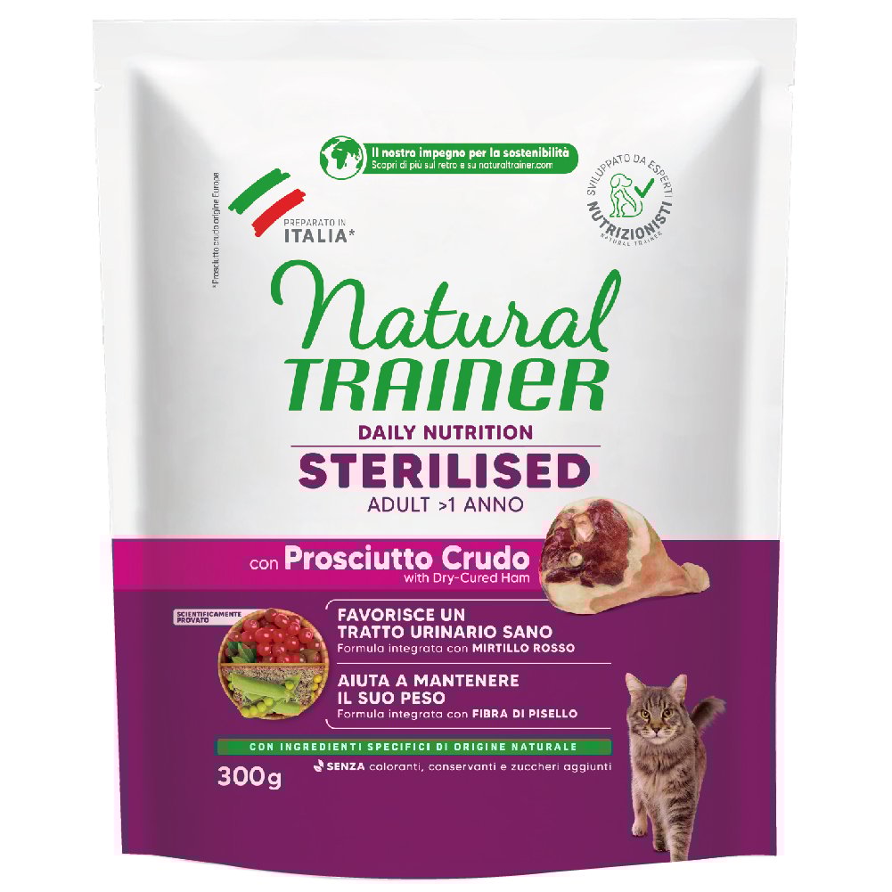 Natural Trainer Cat Adult Sterilised Prosciutto Crudo 300 gr