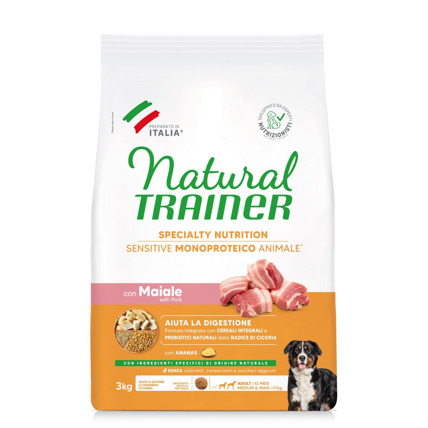 Natural Trainer Sensitive Dog No Gluten Medium & Maxi Adult con Maiale 3 kg