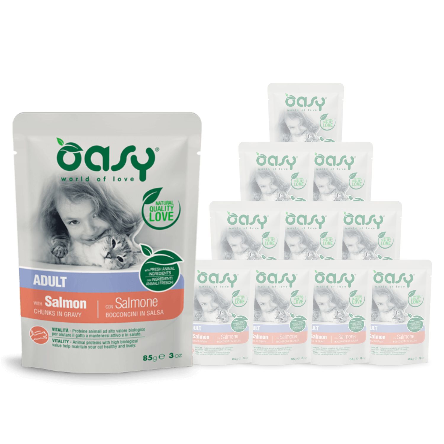 Oasy Cat Adult Bocconcini Salmone Busta 85 gr