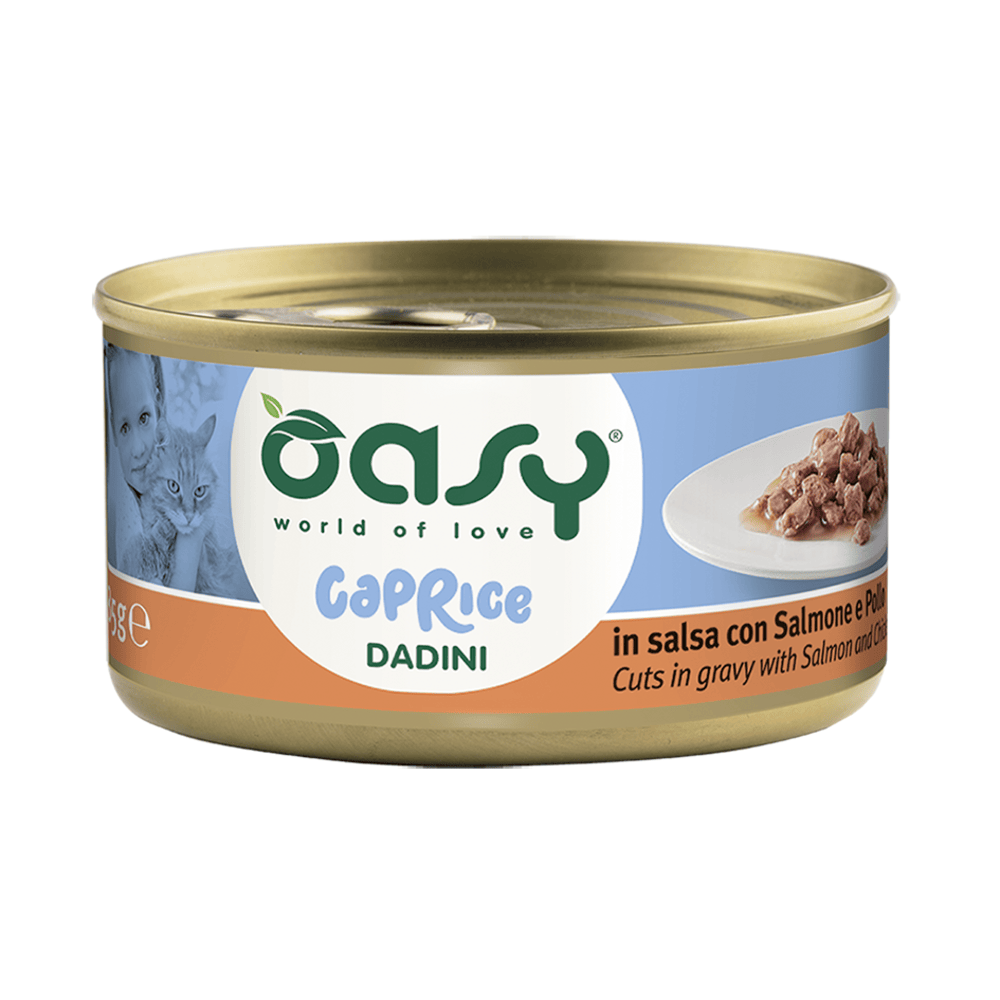 Oasy Caprice Cat Adult Dadini in salsa con Salmone e Pollo 85 gr