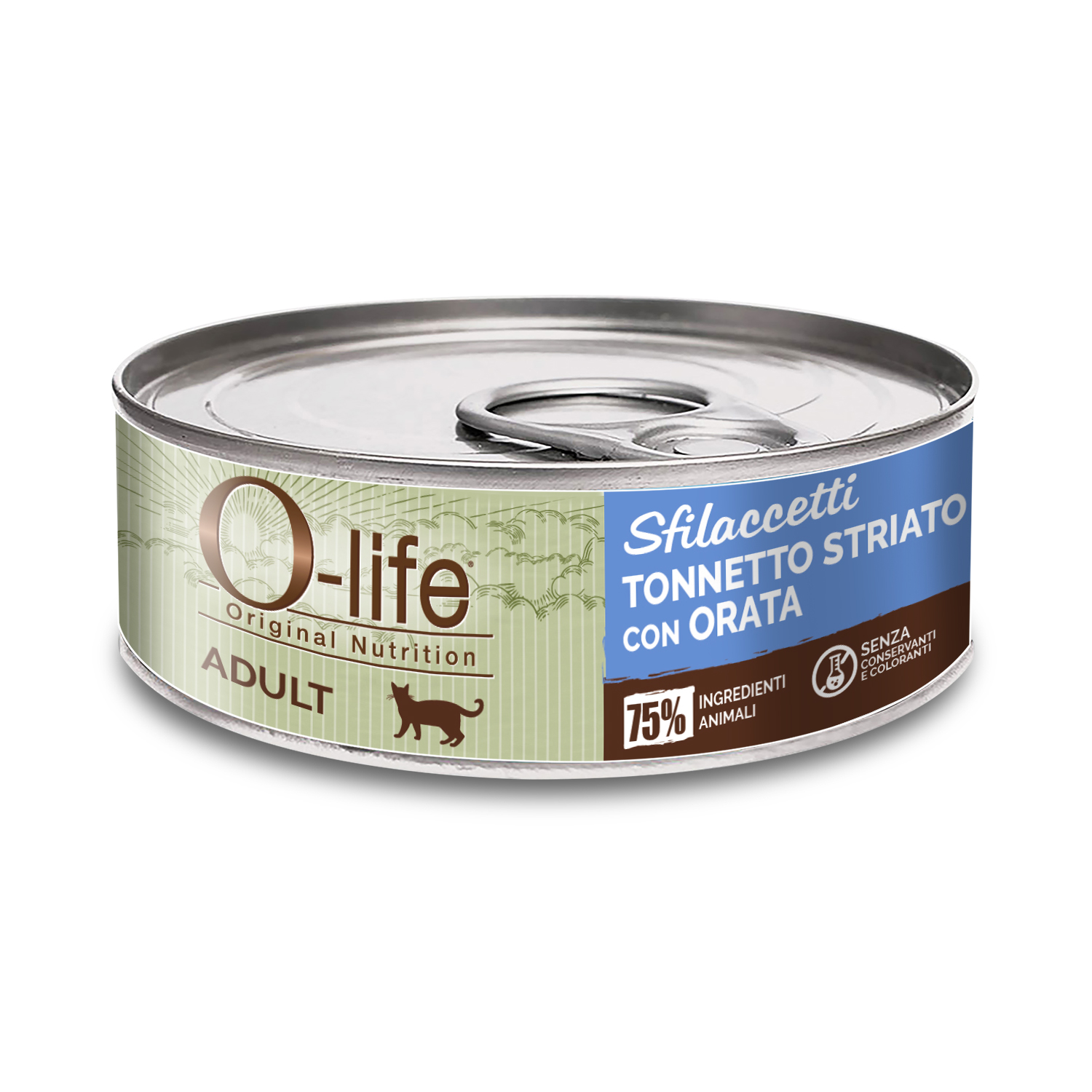 O-life Cat Adult Sfilaccetti Tonnetto striato e Orata 70 gr