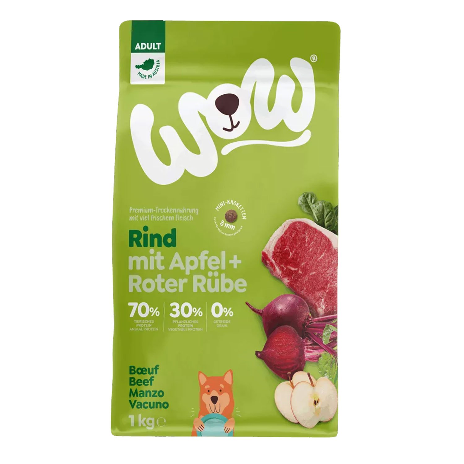 Wow Dog Adult Mini Manzo con mela e barbabietola rossa 1 kg