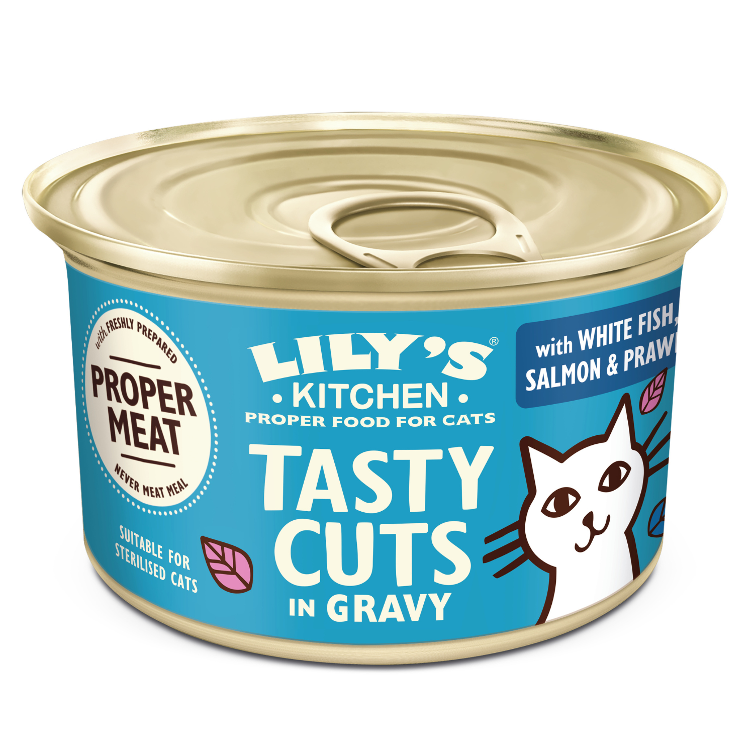 Lily's Kitchen Cat Adult Tasty Cuts con Pesce bianco, Salmone e gamberetti 85 g