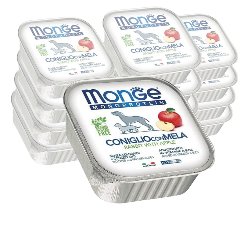 Monge Monoprotein per cani adulti Paté Coniglio con Mela 150gr