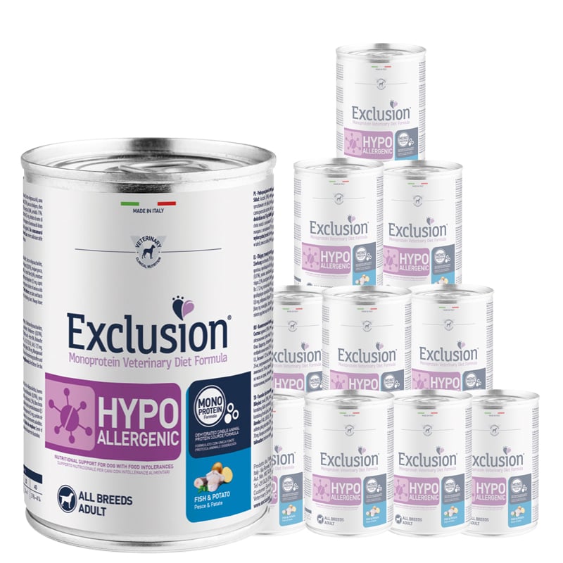 Exclusion Monoprotein Veterinary Diet Dog Hypoallergenic Fish Potato 400 gr