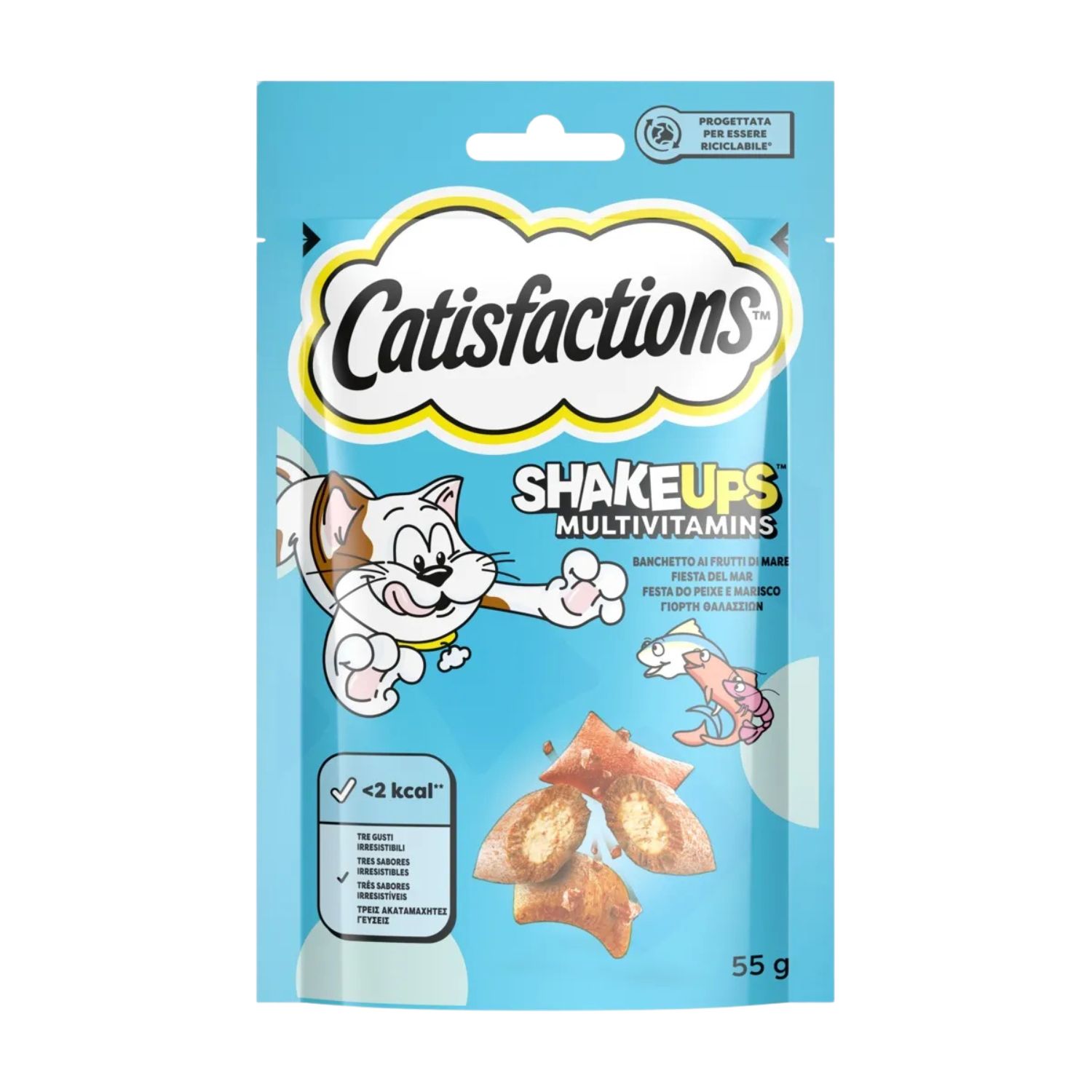 Catisfaction Catisfactions Cat Snack Shake Ups Multivitamins Banchetto ai frutti di mare 55 gr