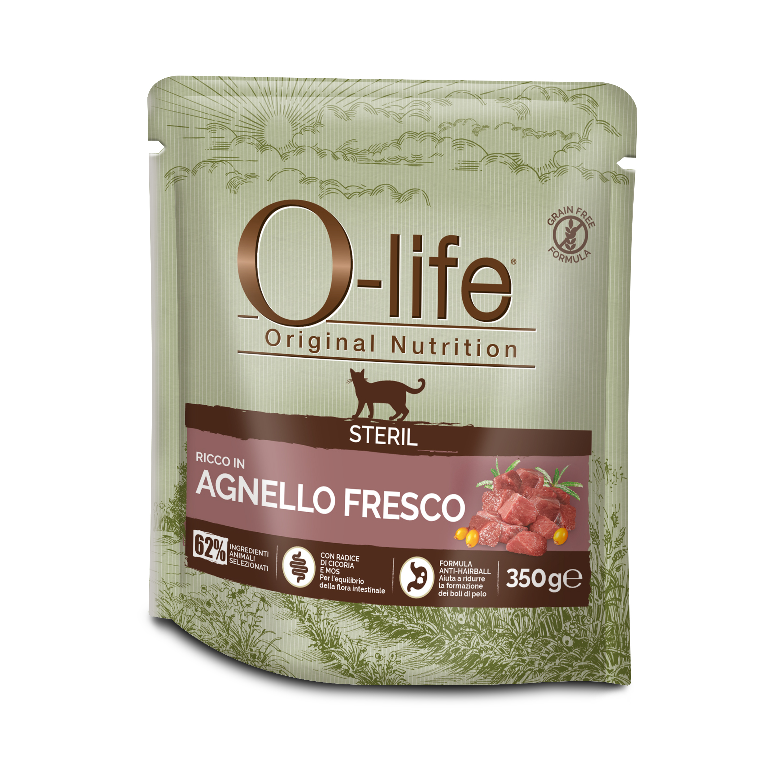 O-life Cat Adult Sterilised con Agnello 350 gr