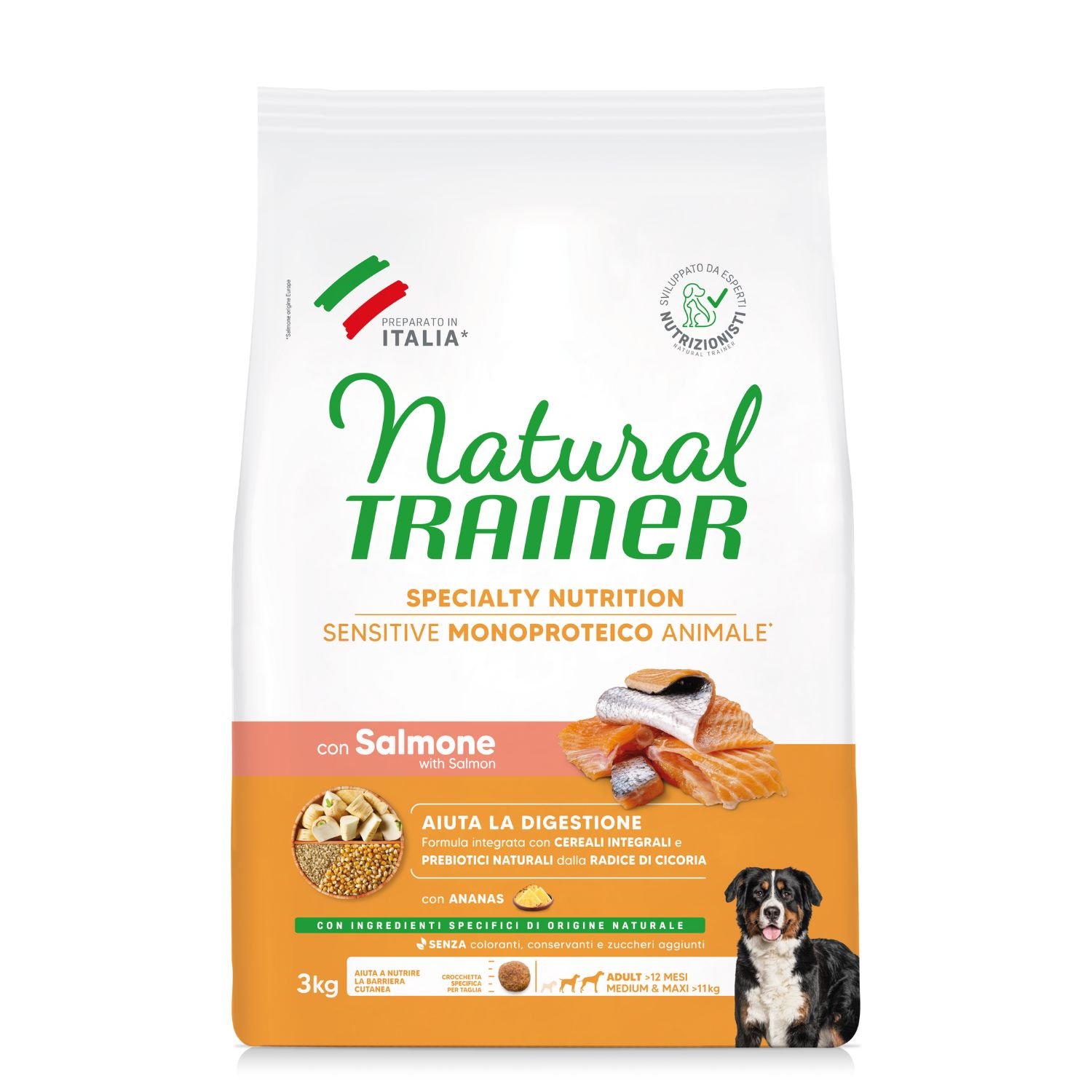 Natural Trainer Sensitive Dog No Gluten Medium & Maxi Adult con Salmone 3 kg