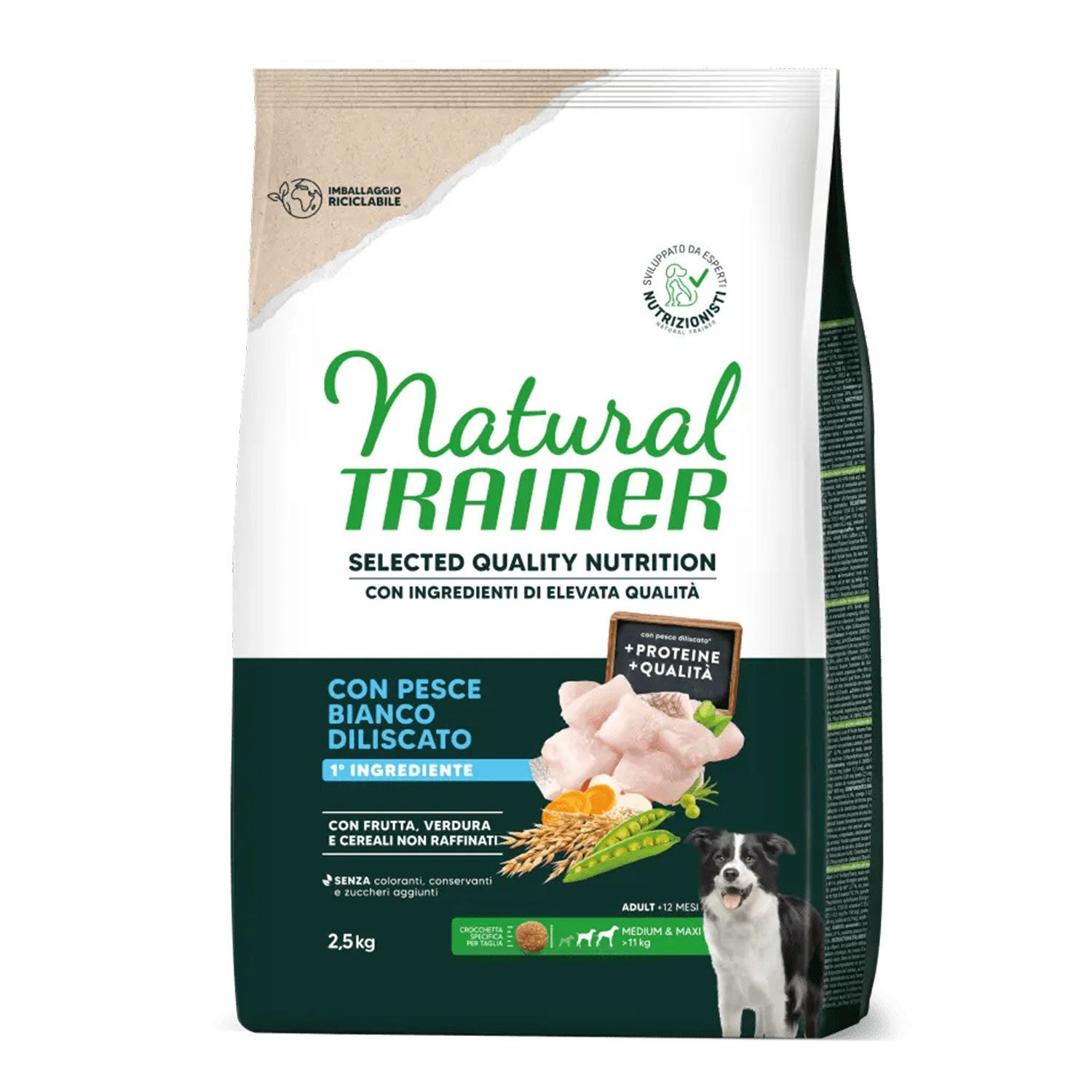 Natural Trainer Selected Quality Nutrition Dog Adult Medium&Maxi con Pesce bianco 2.5kg