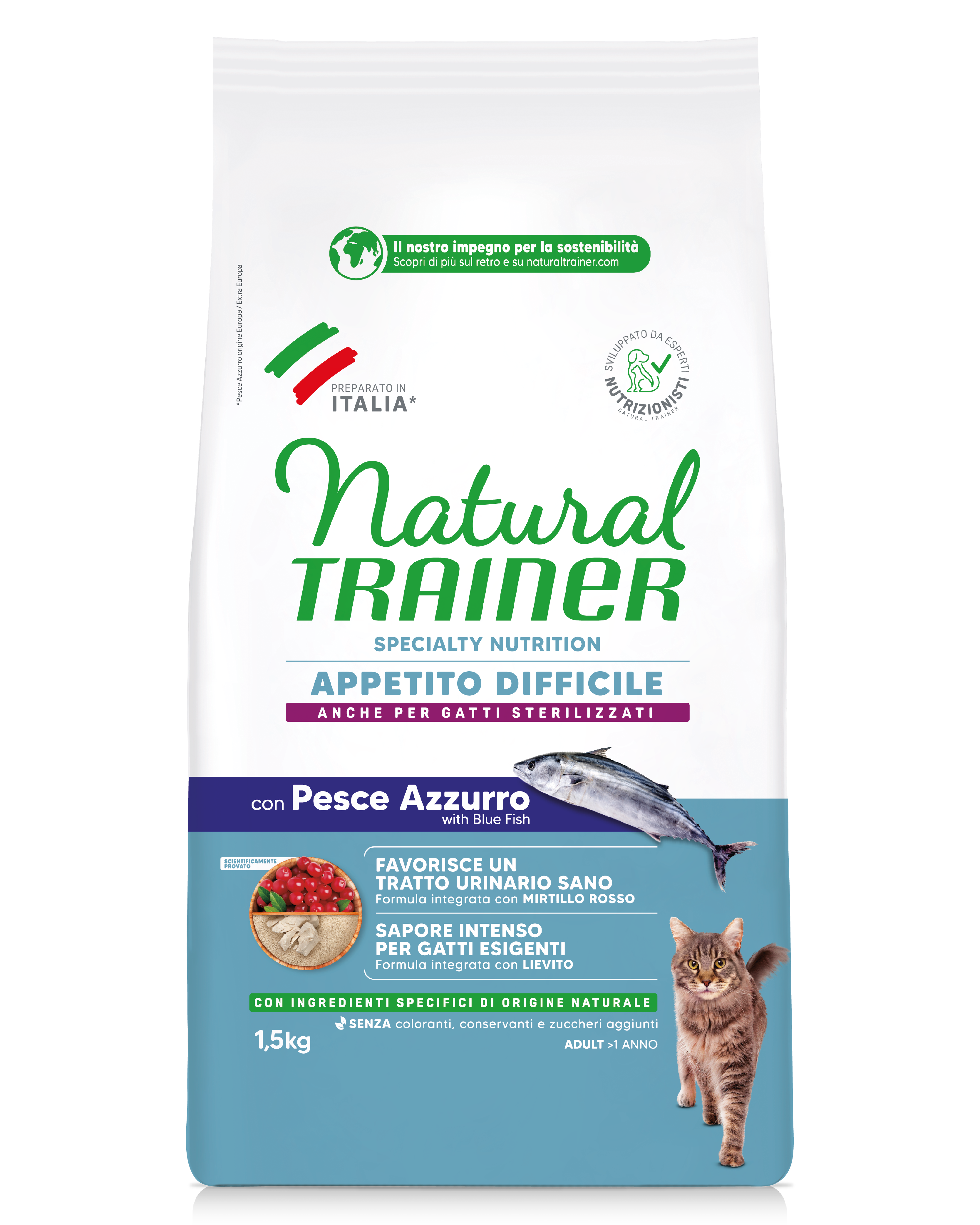 Natural Trainer Cat Adult Exigent con Pesce Azzurro 1,5 kg