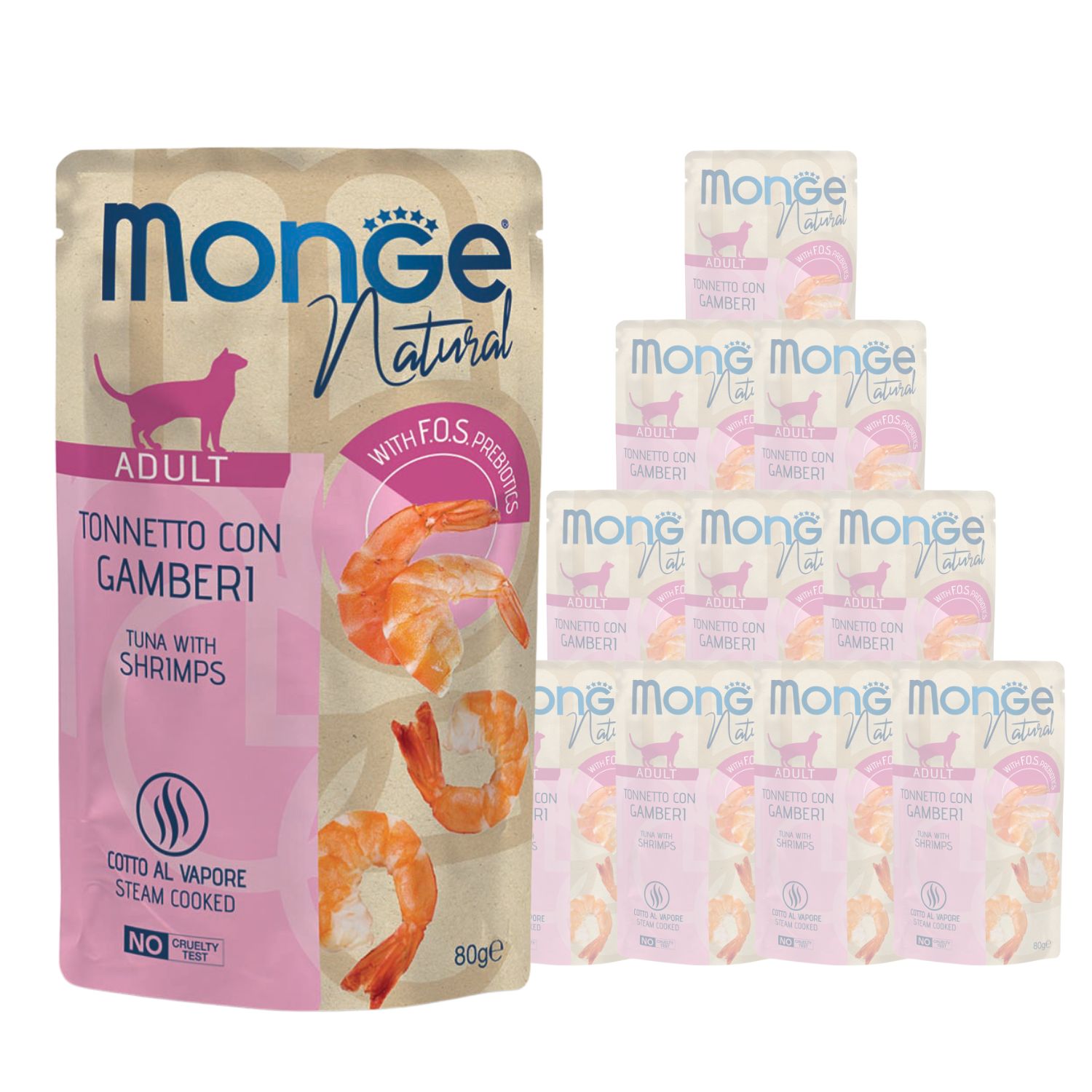 Monge Natural Cat Adult Pezzetti di Tonno con Gamberi 80 gr
