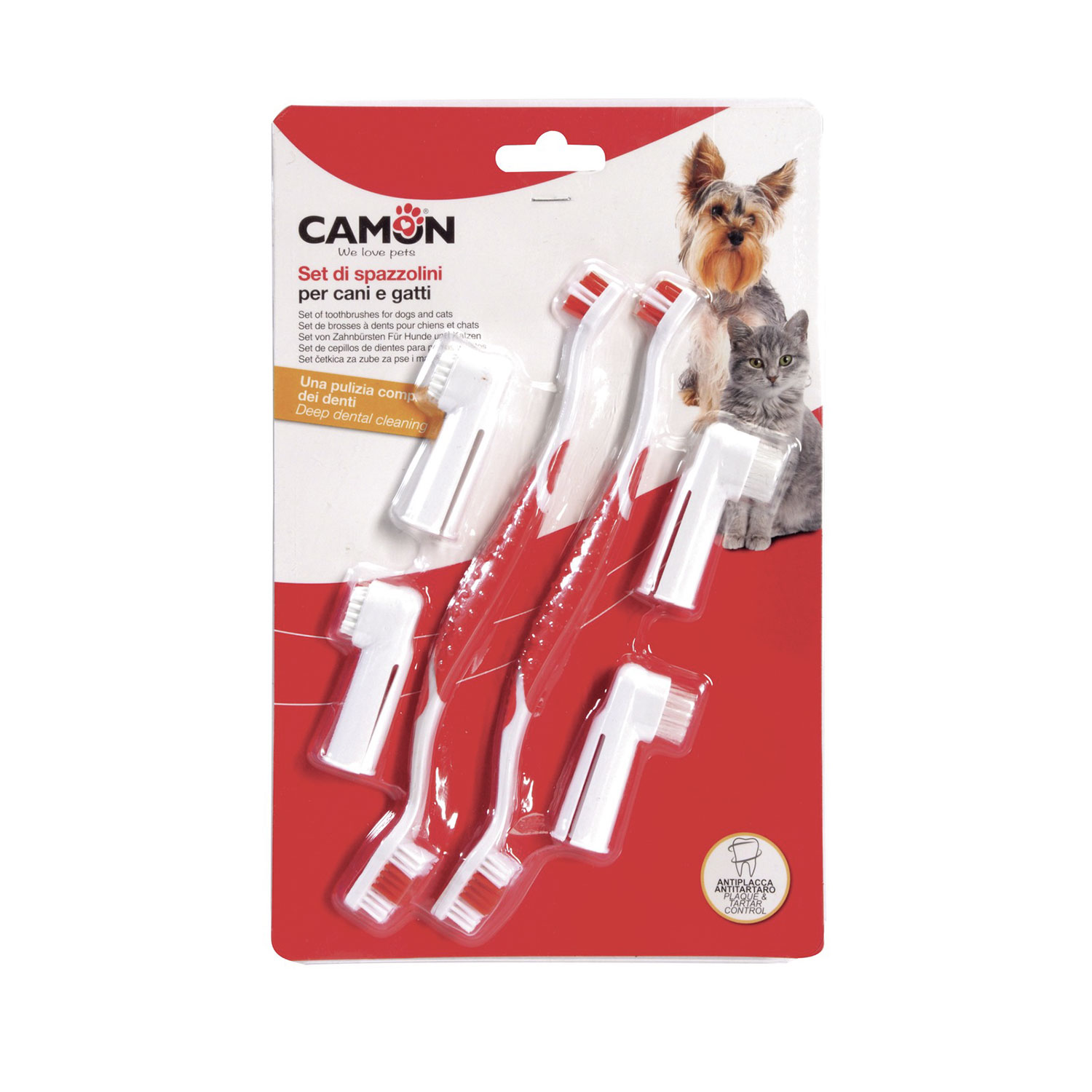 Camon Set di spazzolini per cani e gatti