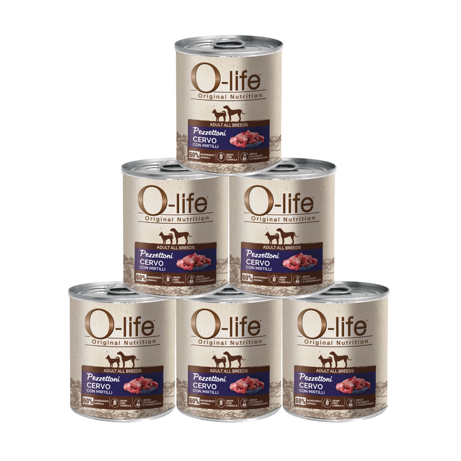 O-life Dog Adult All breeds Pezzettoni Cervo con mirtilli 400gr