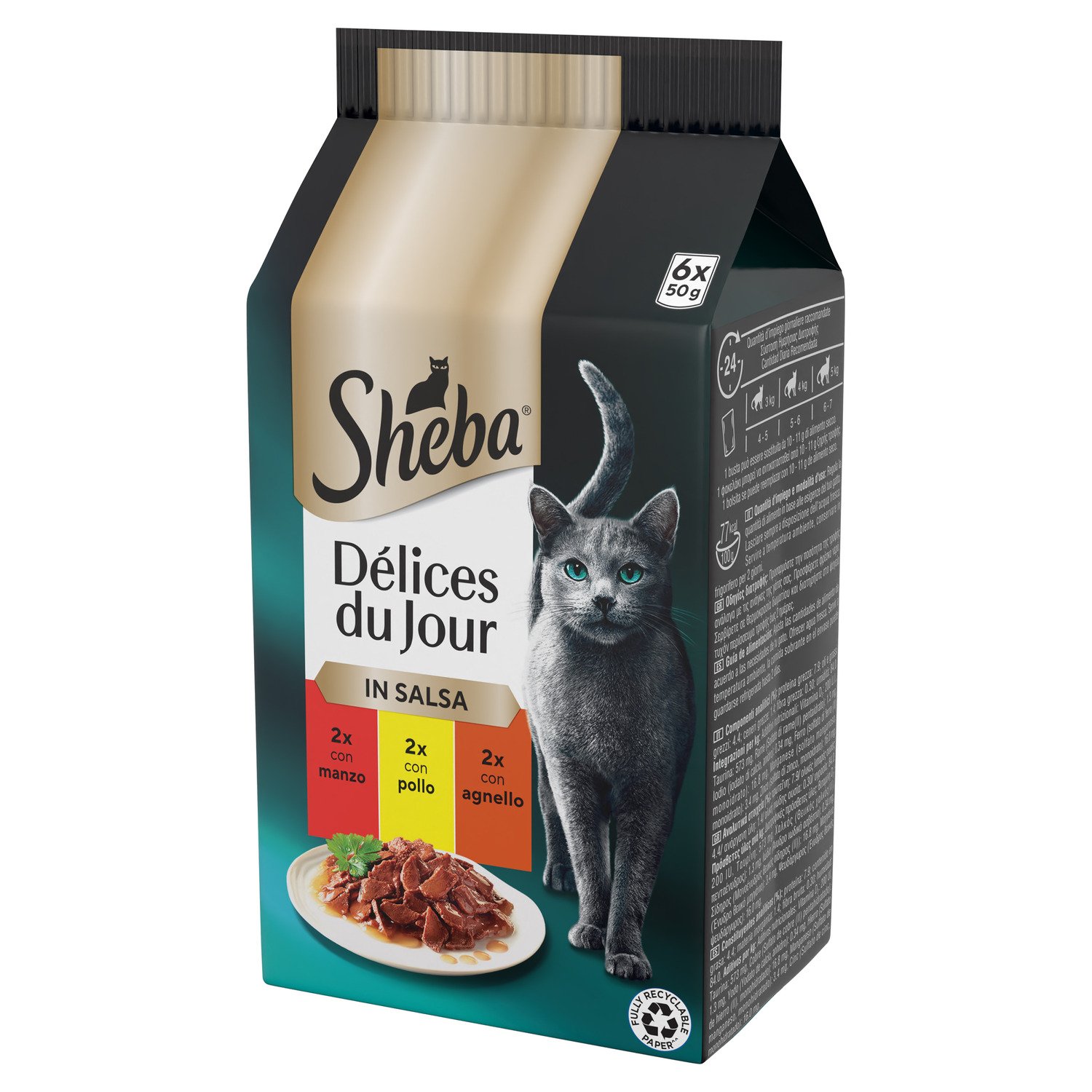 Sheba Cat Delice du Jour Manzo e Pollo in Salsa 6x50 gr