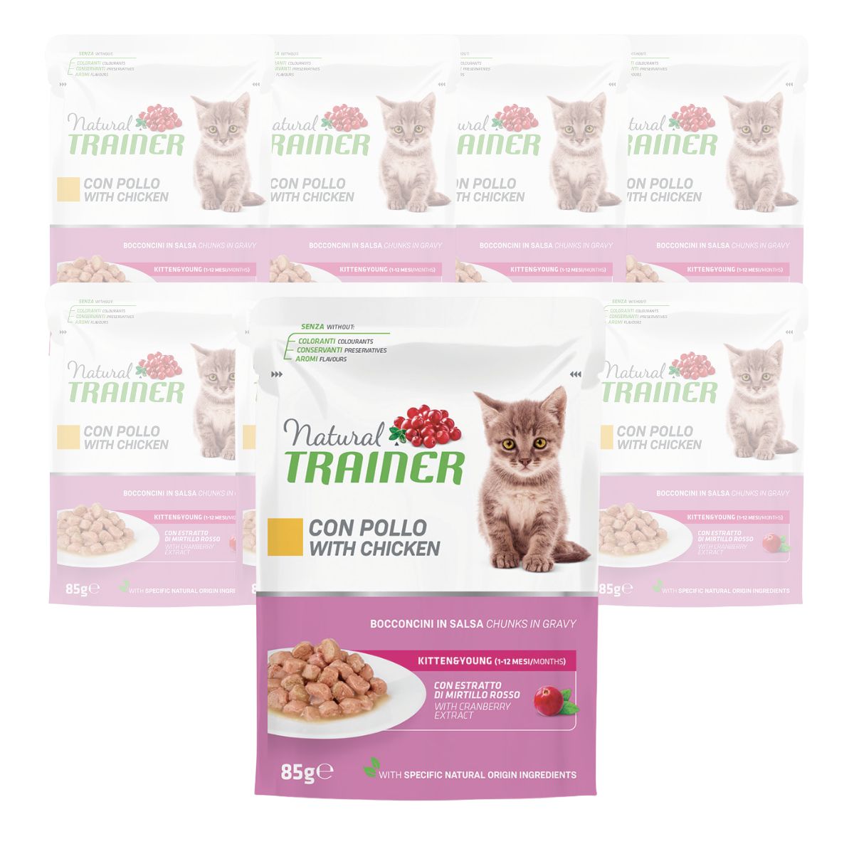 Natural Trainer Cat Kitten&Young al Pollo 85 gr img 2