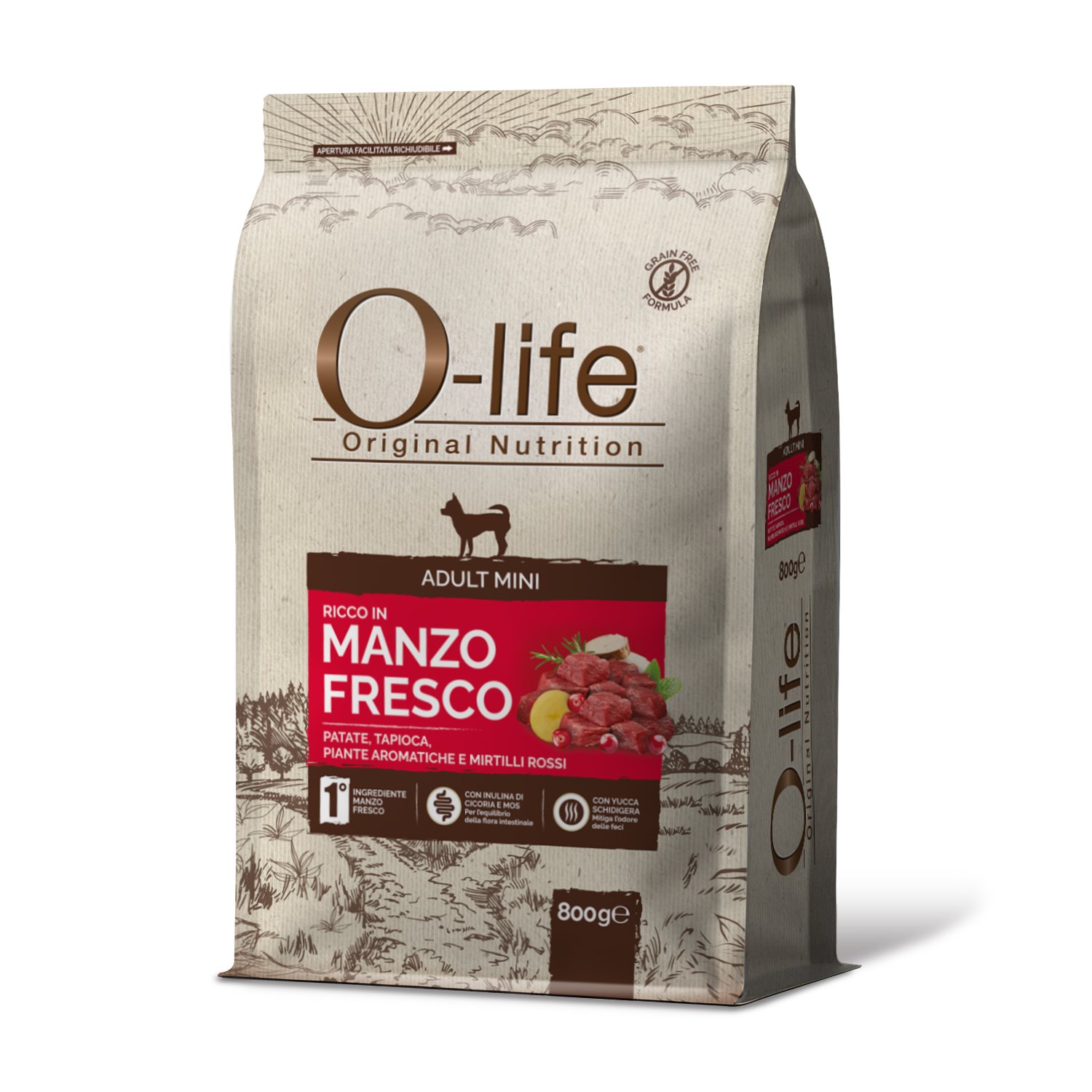 O-life Dog Adult Mini con Manzo Fresco 800 gr