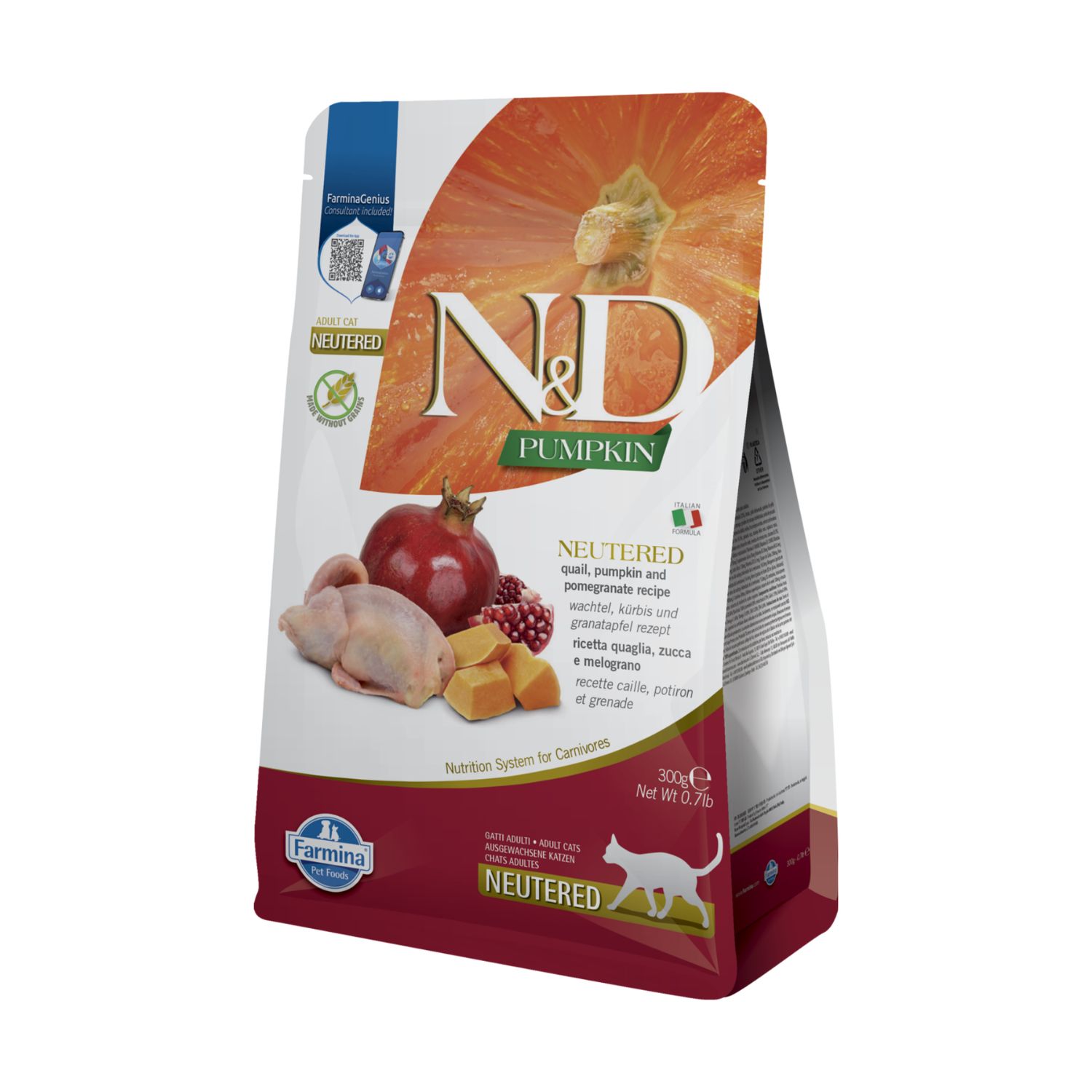 N&D Farmina Farmina N&D Pumpkin Cat Neutered Quaglia e Melograno 300 gr