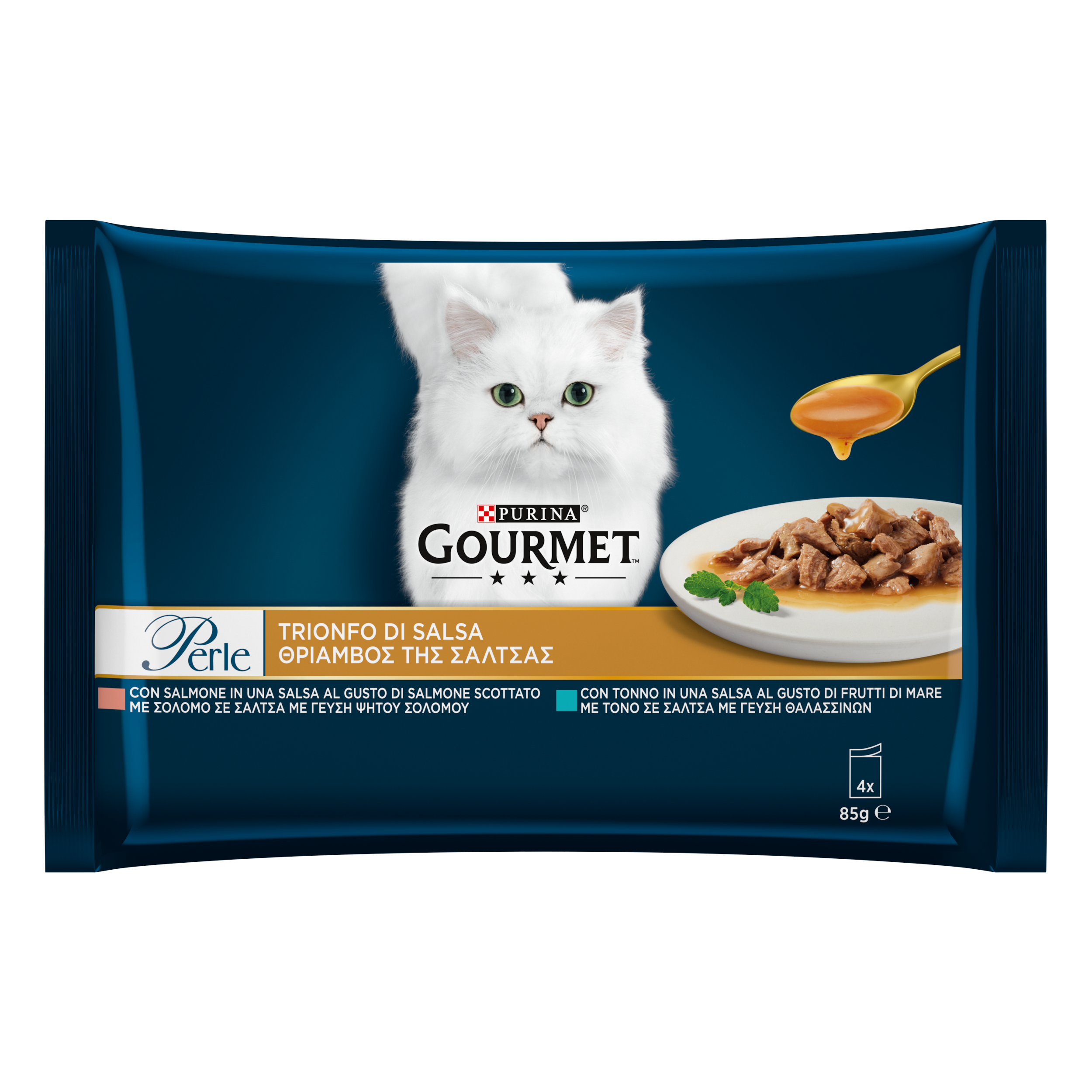 Gourmet Perle Cat Adult Trionfo di Salsa Tonno e Salmone 4x85 gr